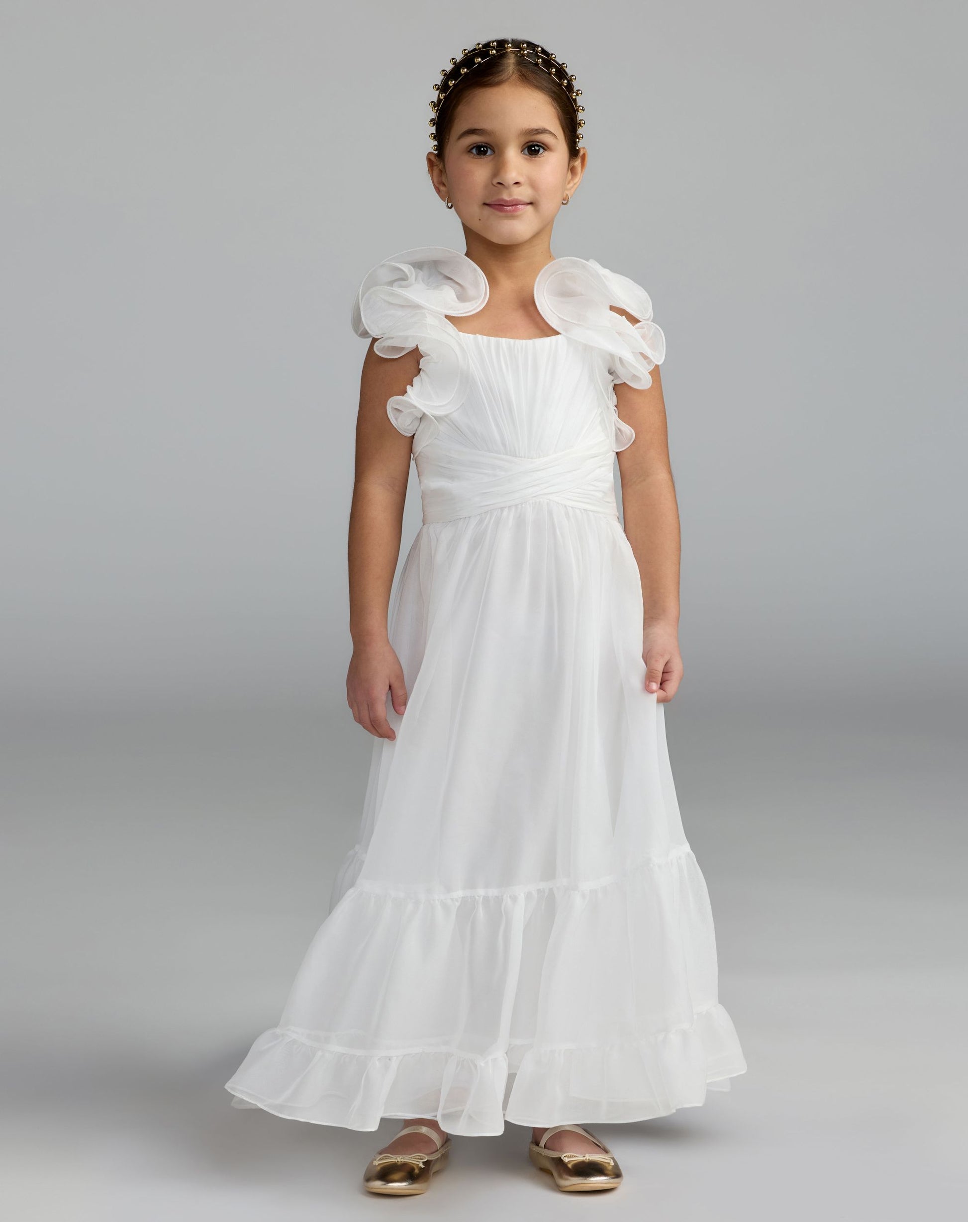 girls white maxi dress Ellie Long Sleeve Girls White Dress A Little Lacey