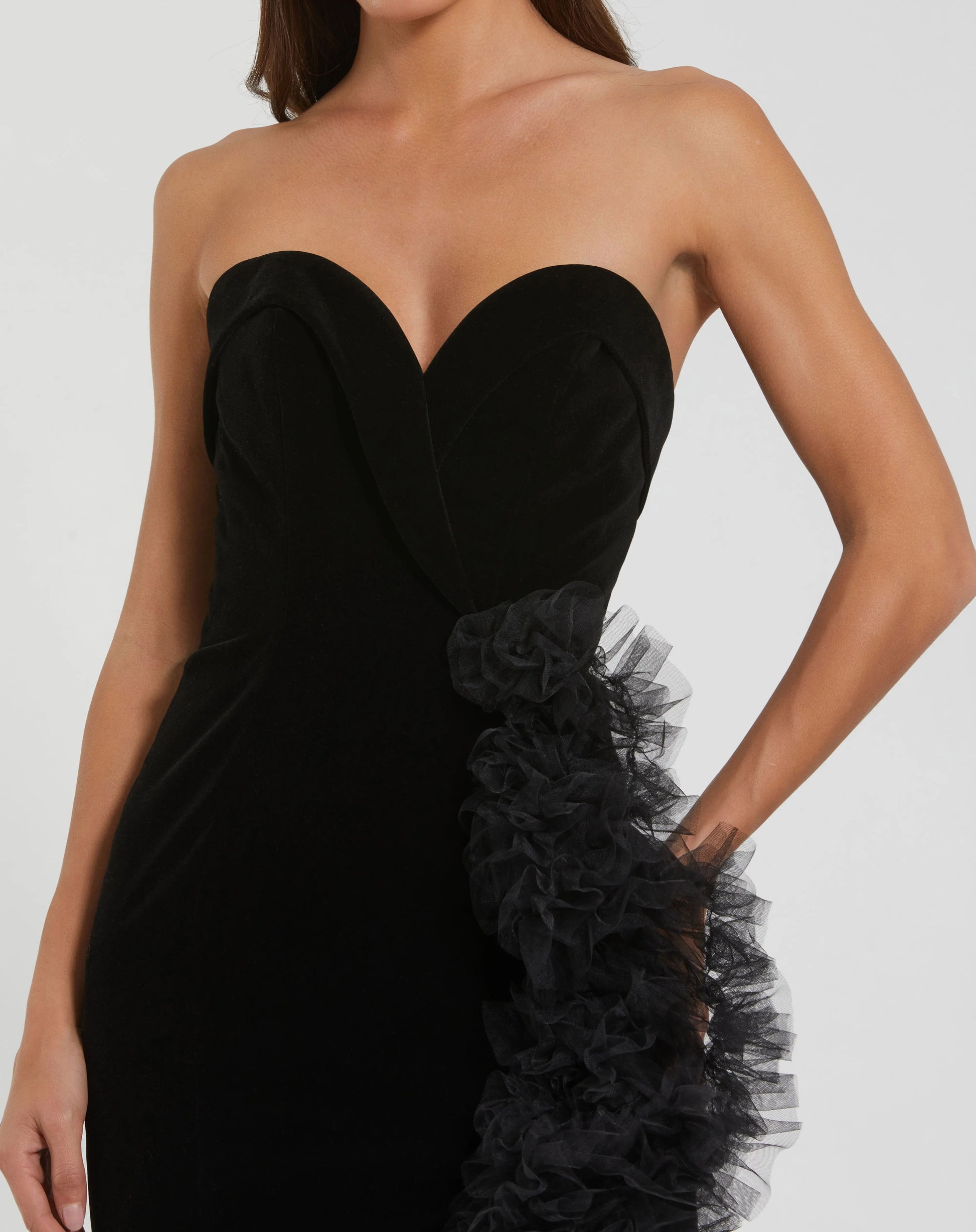 mac duggal black mermaid dress Black Embellished Sleeveless Mermaid Gown
