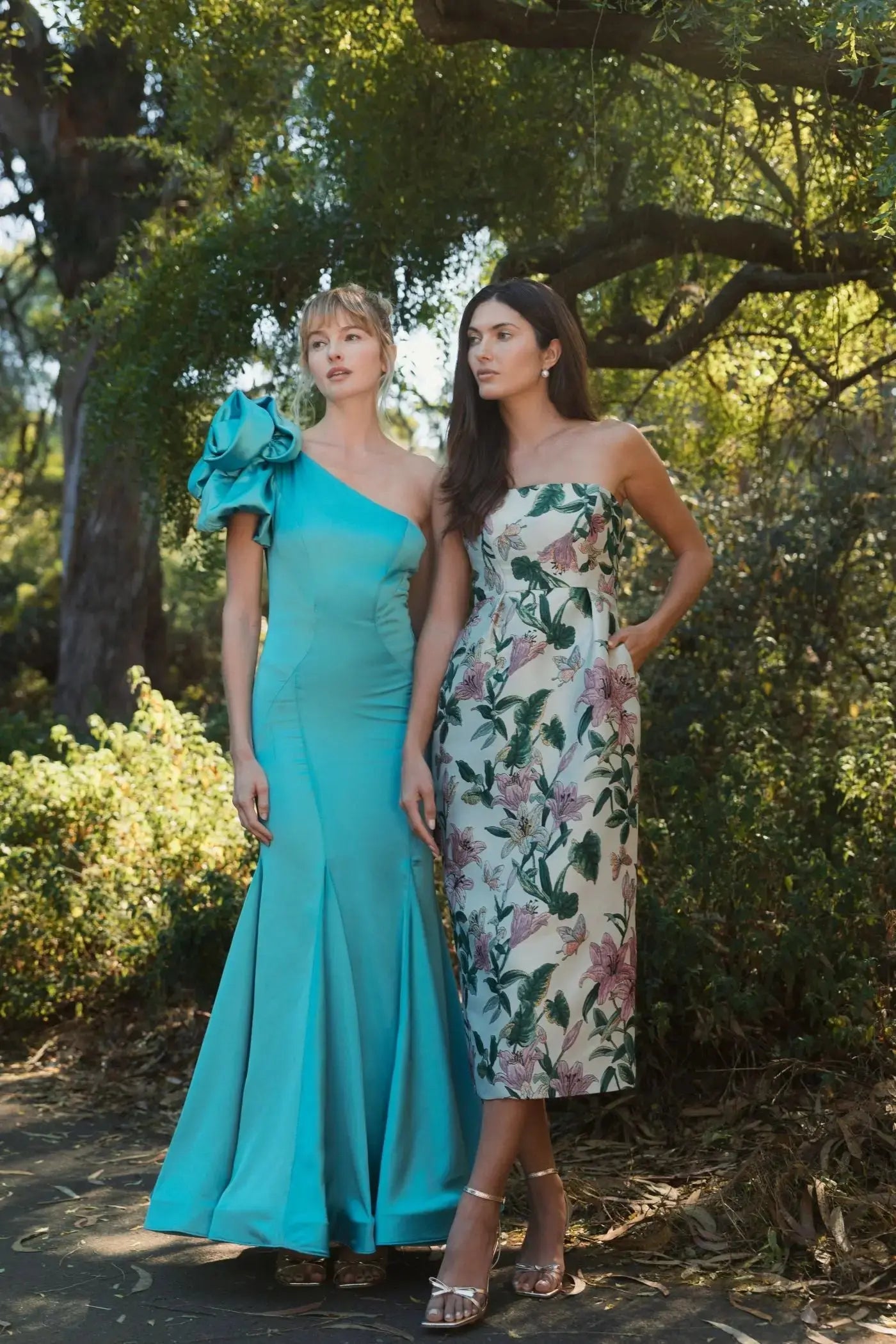 Petite Floral Brocade Strapless Fitted Midi Dress Mac Duggal