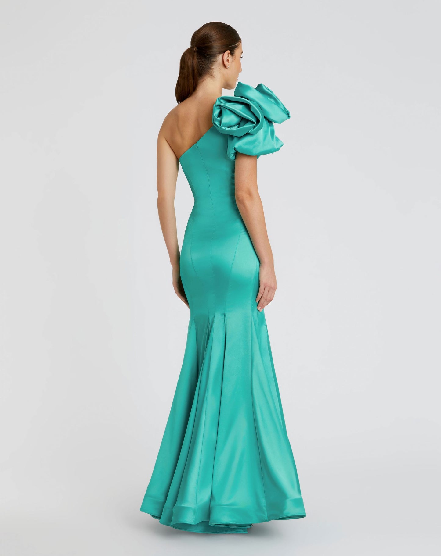 One Shoulder Bustier Satin Mermaid Gown