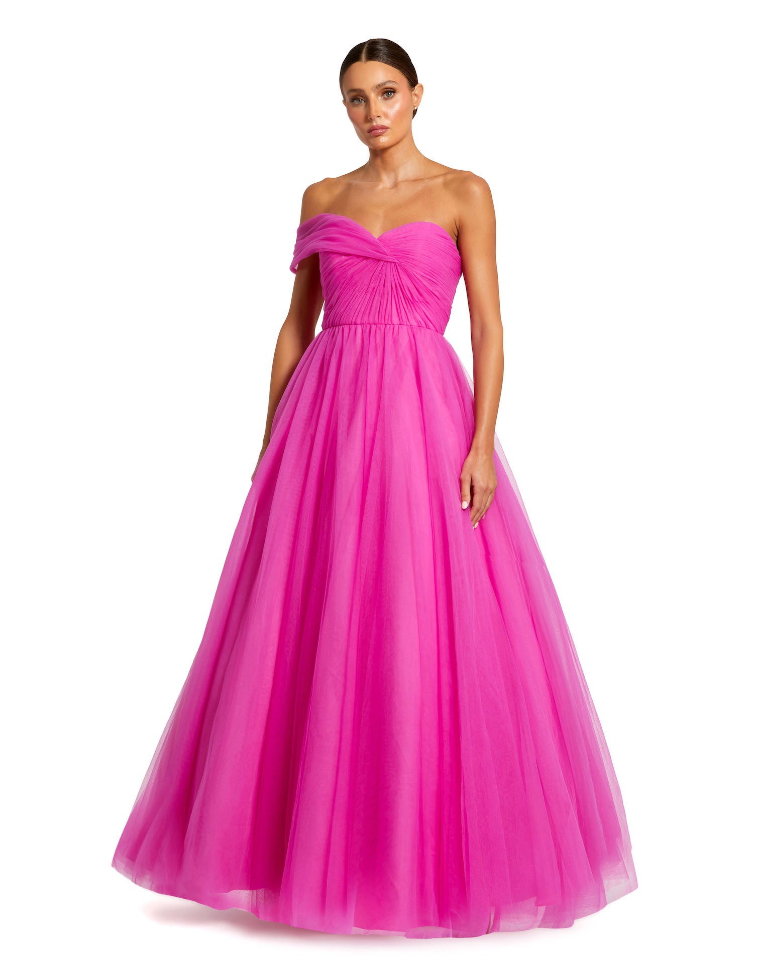 One Side Off the Shoulder Bustier Ball Gown