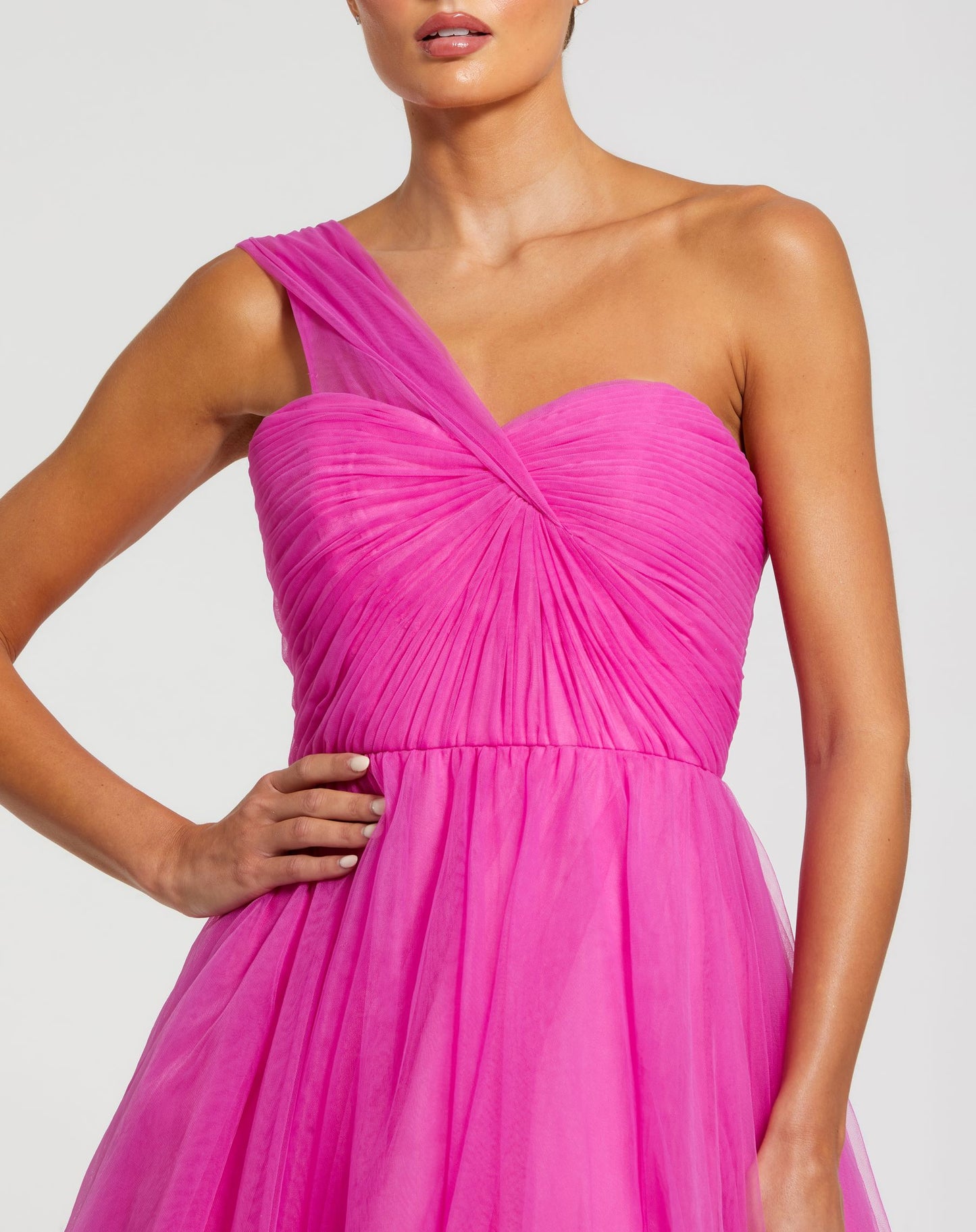 One Side Off the Shoulder Bustier Ball Gown