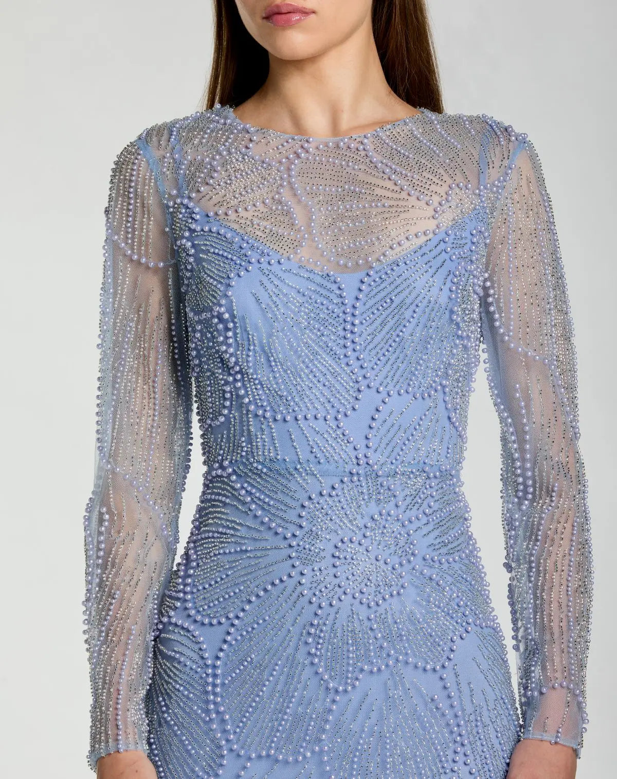 fitted lace wedding dress Dreamy Clouds (Periwinkle) Women's V-Neck Long Sleeve Dress (Plus Size)