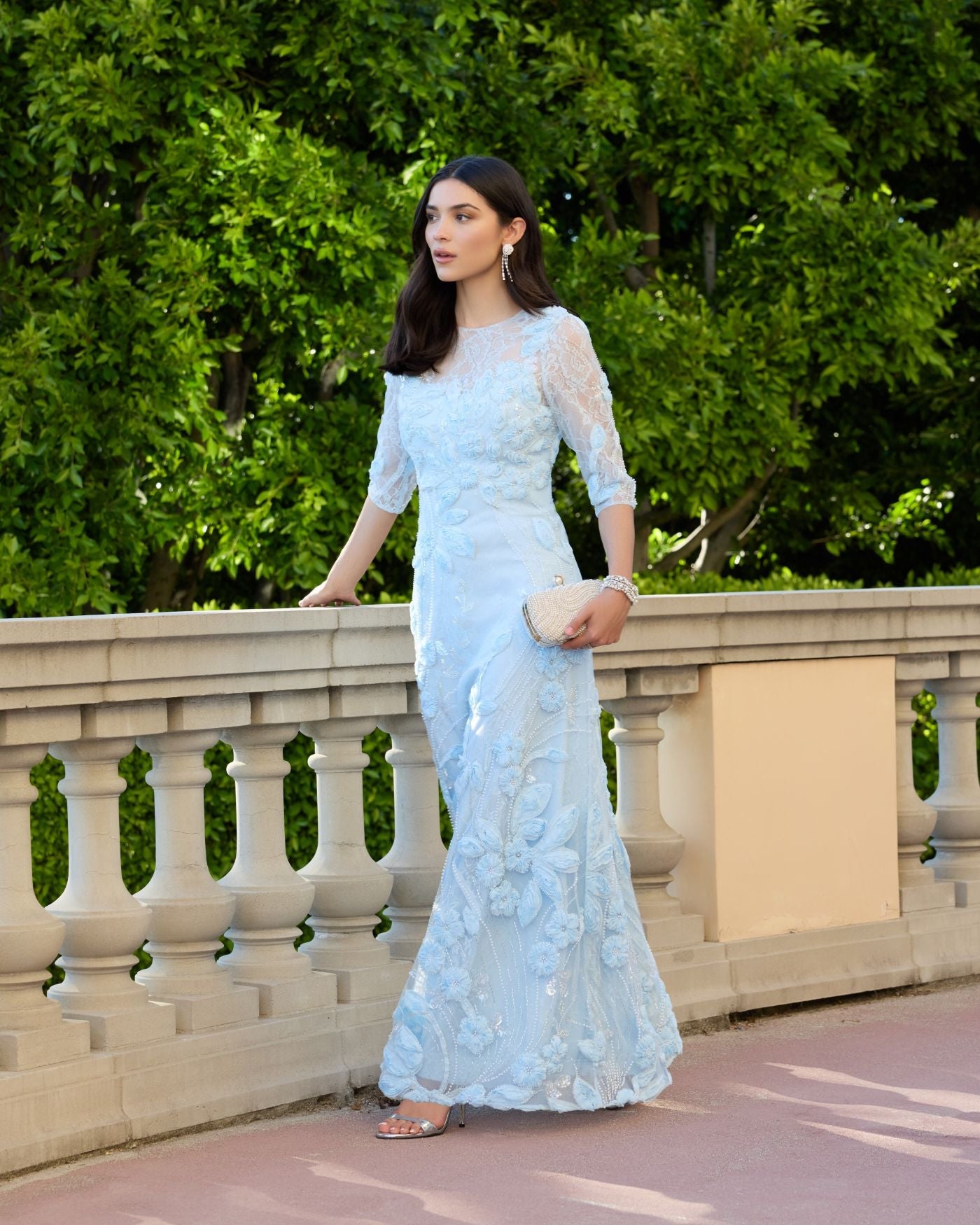 Mac Duggal◇花柄シフォン ラッフル ロングドレス MAC DUGGAL】ロング 