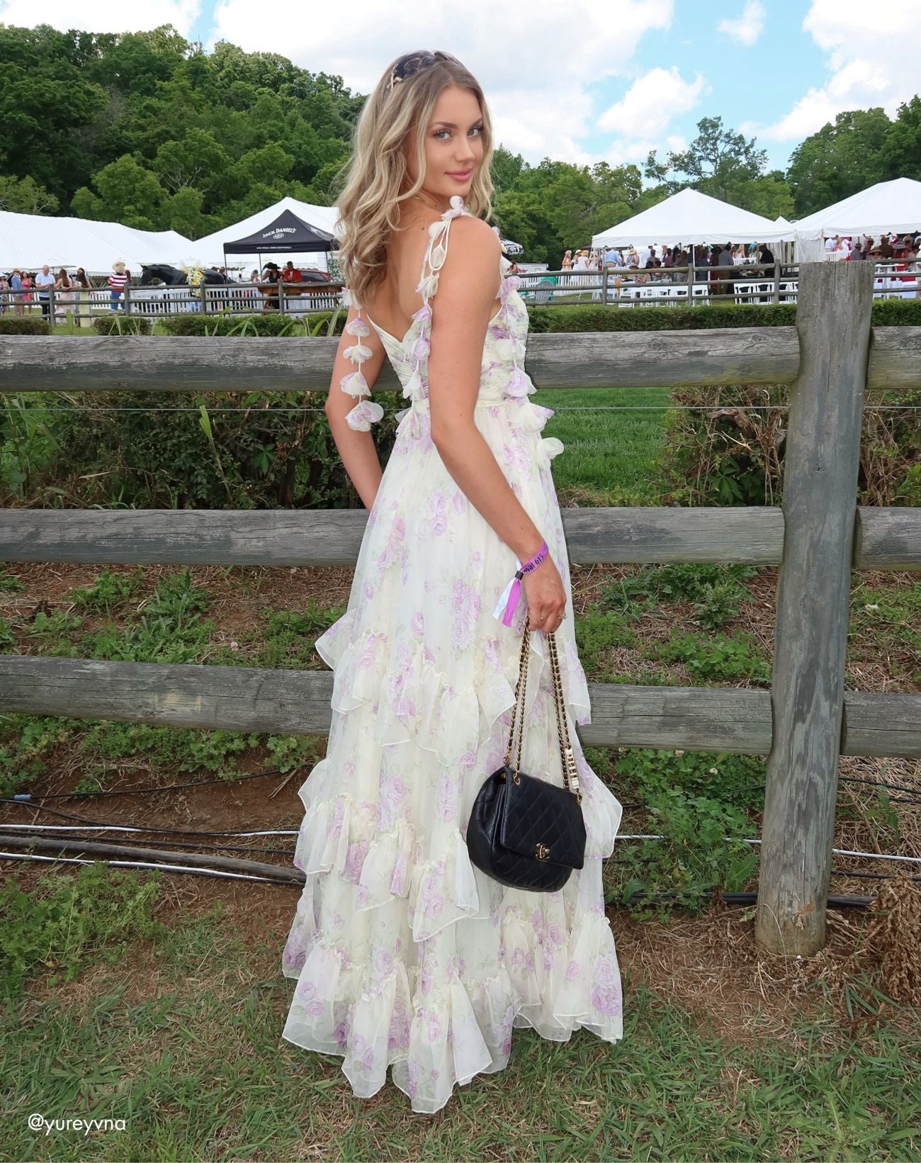 White Floral Chiffon Ruffle Gown With 3D Flower Straps Wedding Guest - Ieena for Mac Duggal