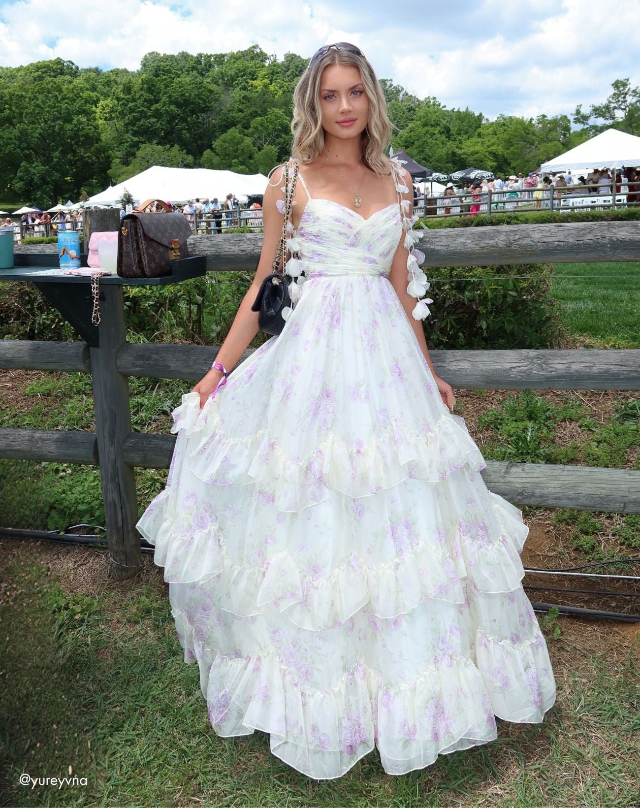 White Floral Chiffon Ruffle Gown With 3D Flower Straps Wedding Guest - Ieena for Mac Duggal