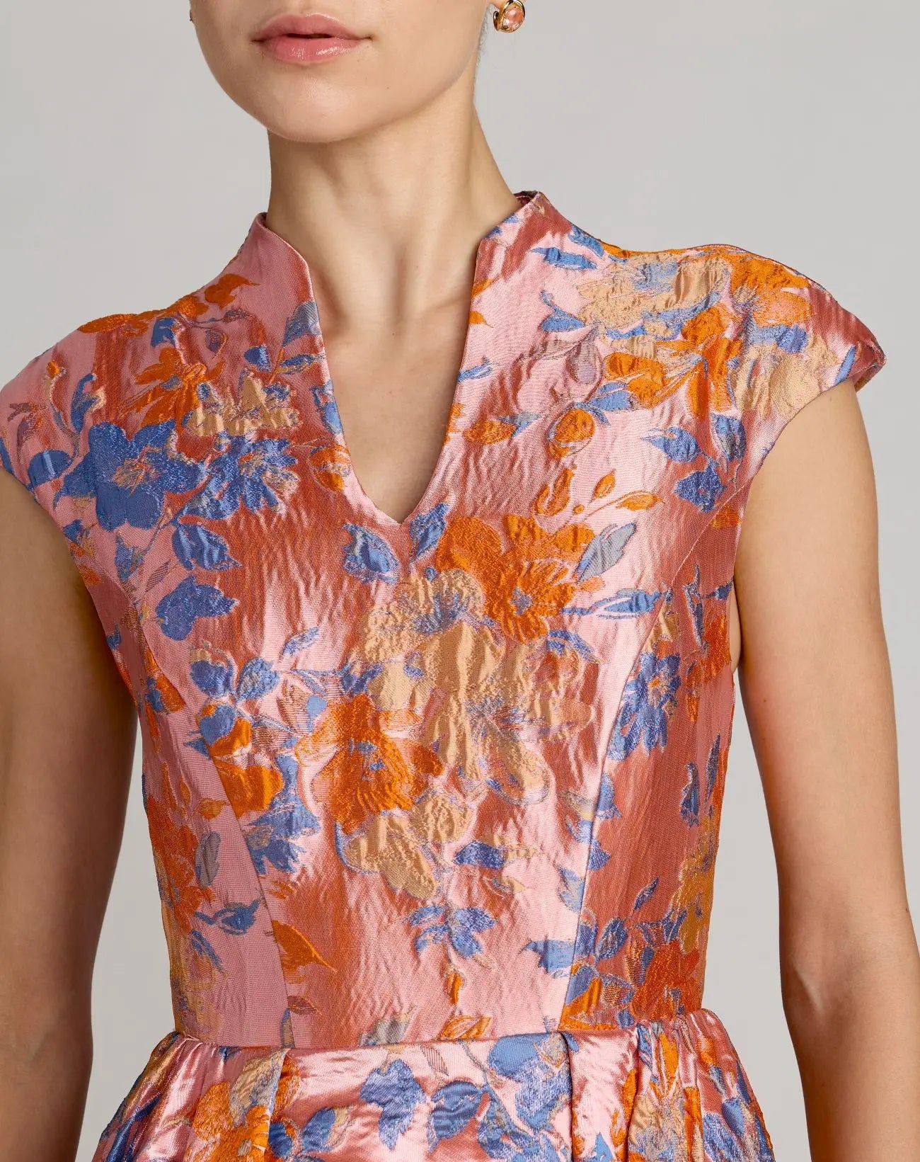 Pink Brocade Cap Sleeve Ball Gown - Mac Duggal