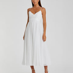 Faux Wrap Sleeveless Flowy Midi Dress