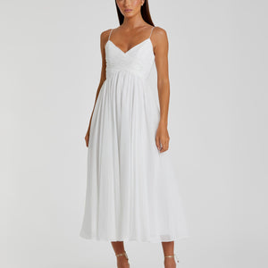 Faux Wrap Sleeveless Flowy Midi Dress