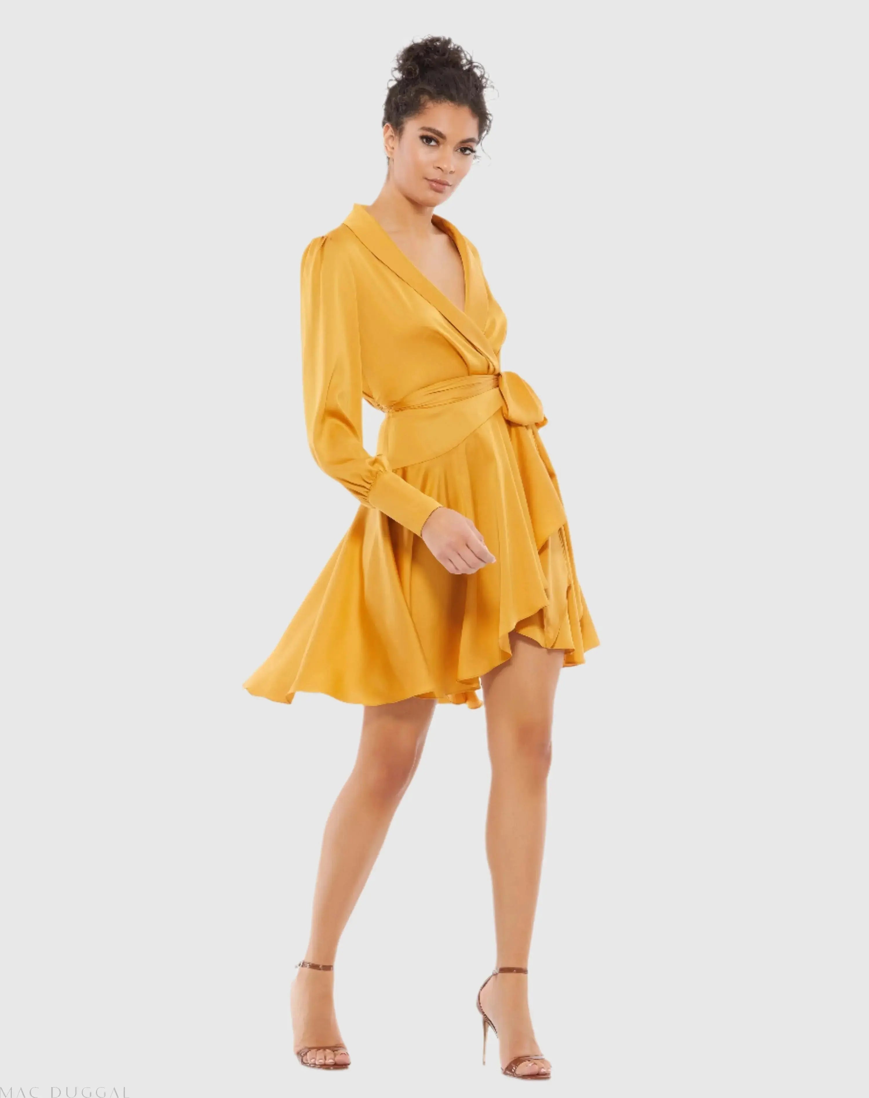Yellow Short Wrap Dress - Ieena for Mac Duggal