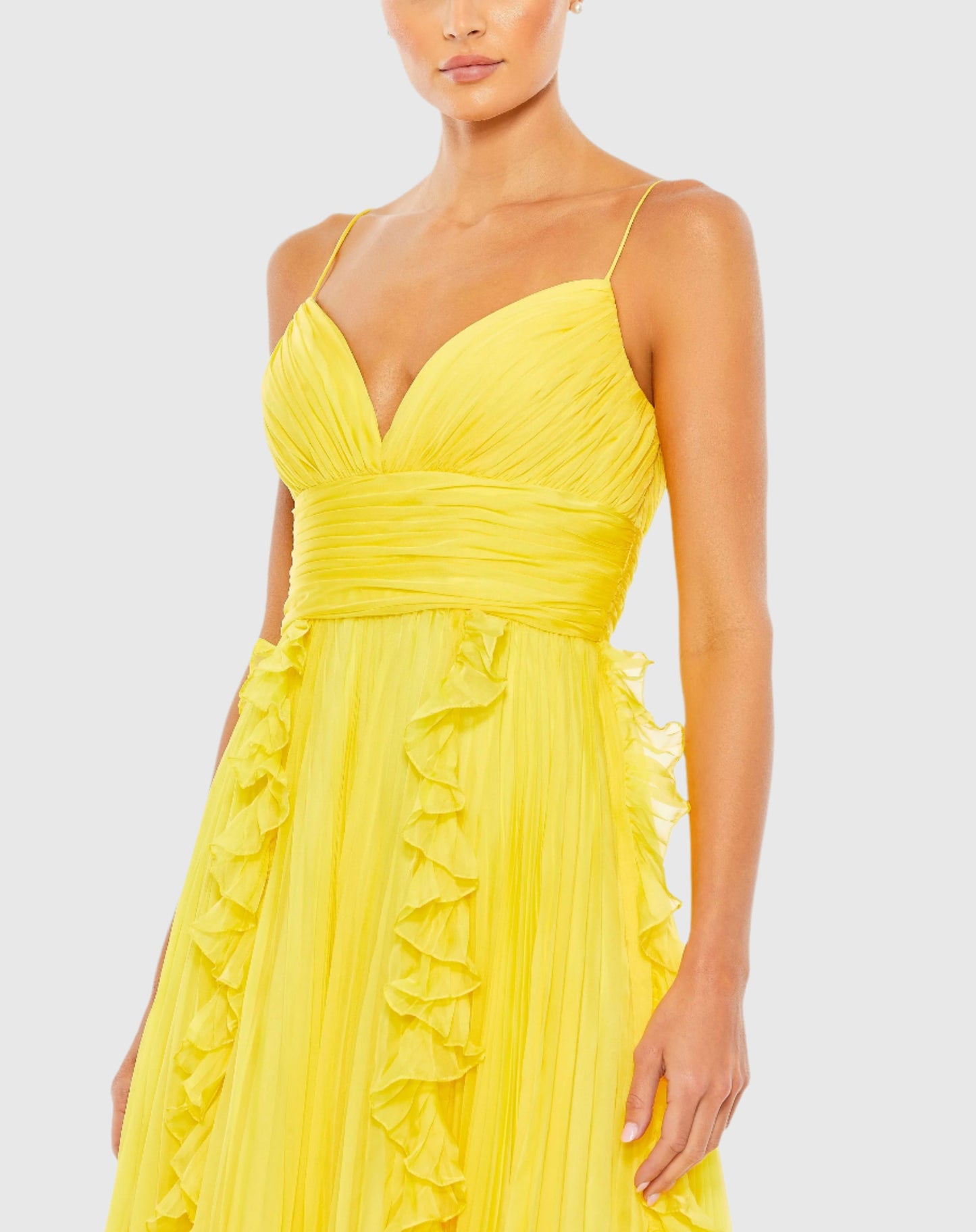 Pleated Sleeveless Flowy Gown