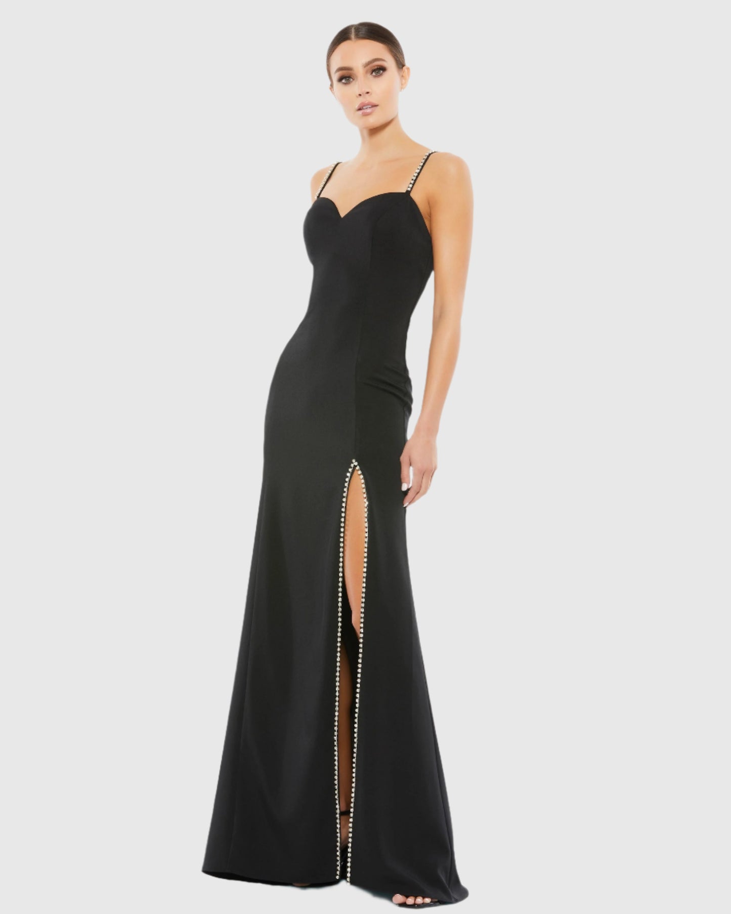 Black Sweetheart Evening Gown w/ Rhinestone Accents - Ieena for Mac Duggal 