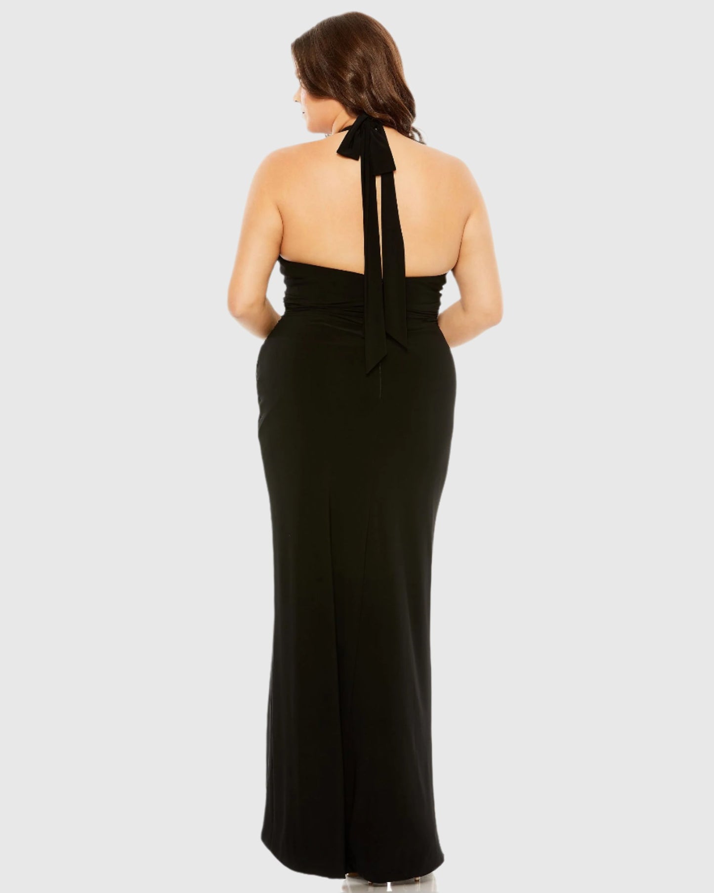 Halter Tie Keyhole Detail Gown with Slit