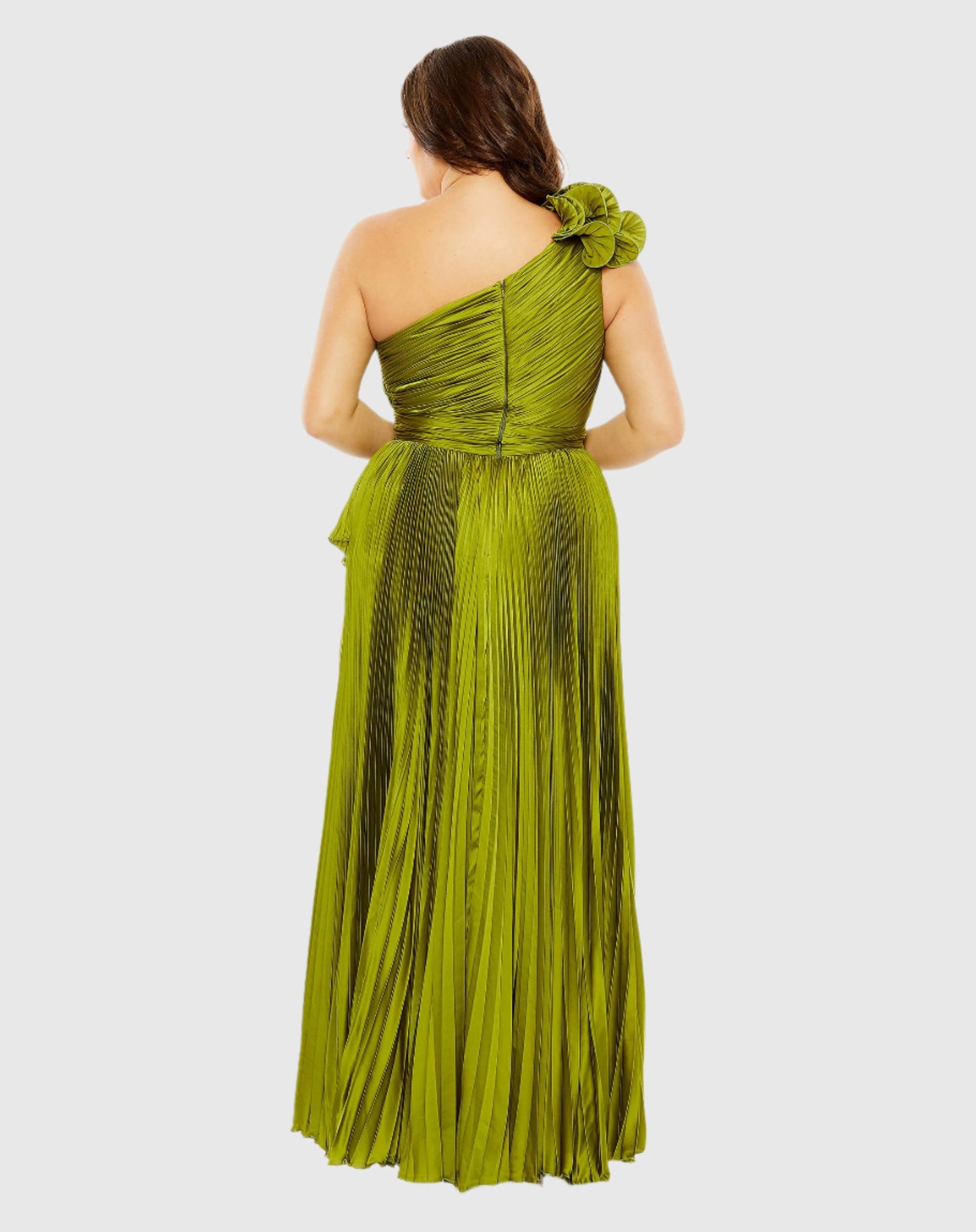 Plissiertes One-Shoulder-Kleid mit Rosettendetail (Plus)