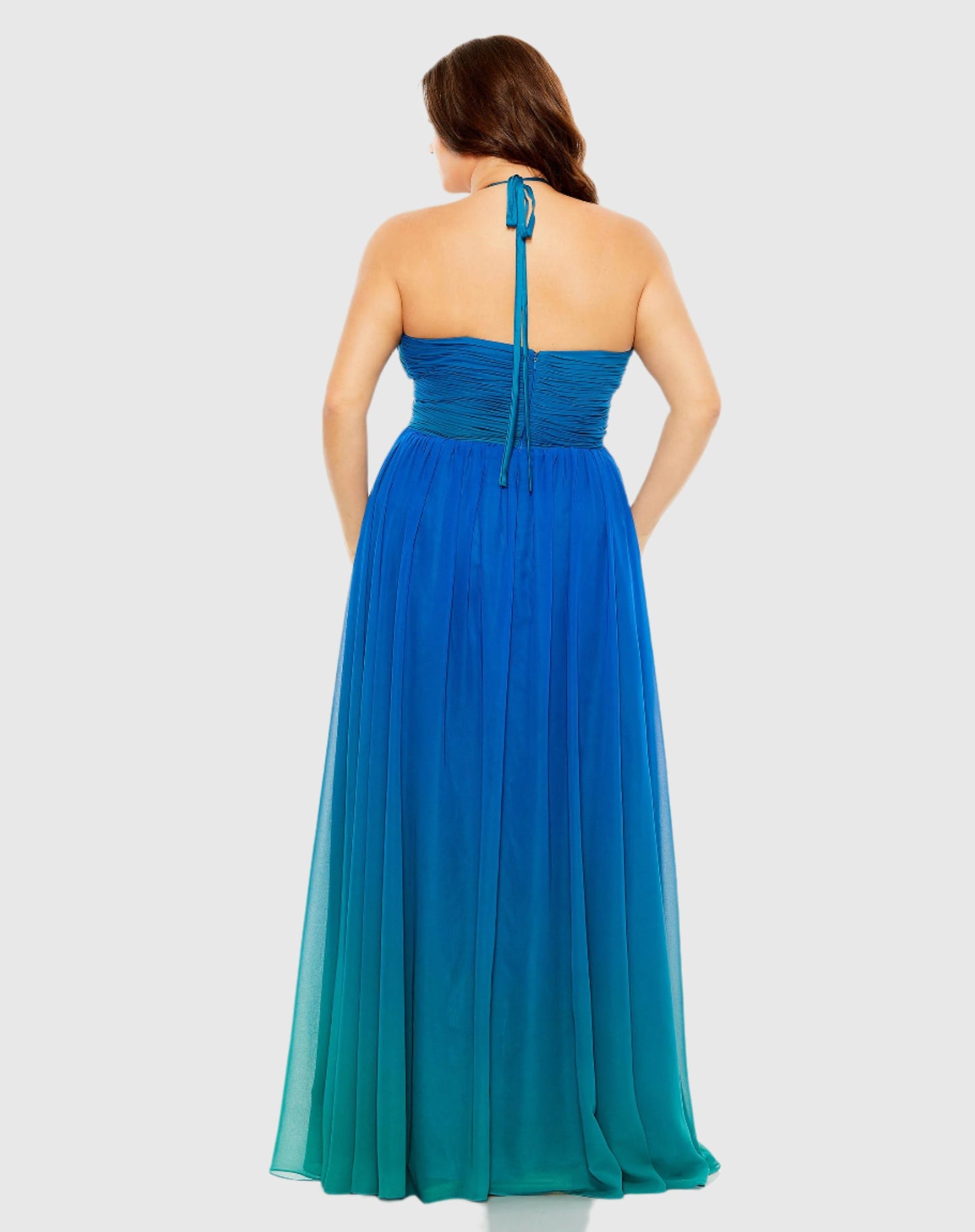 Vestido Halter Ruched Ombre (Plus) 