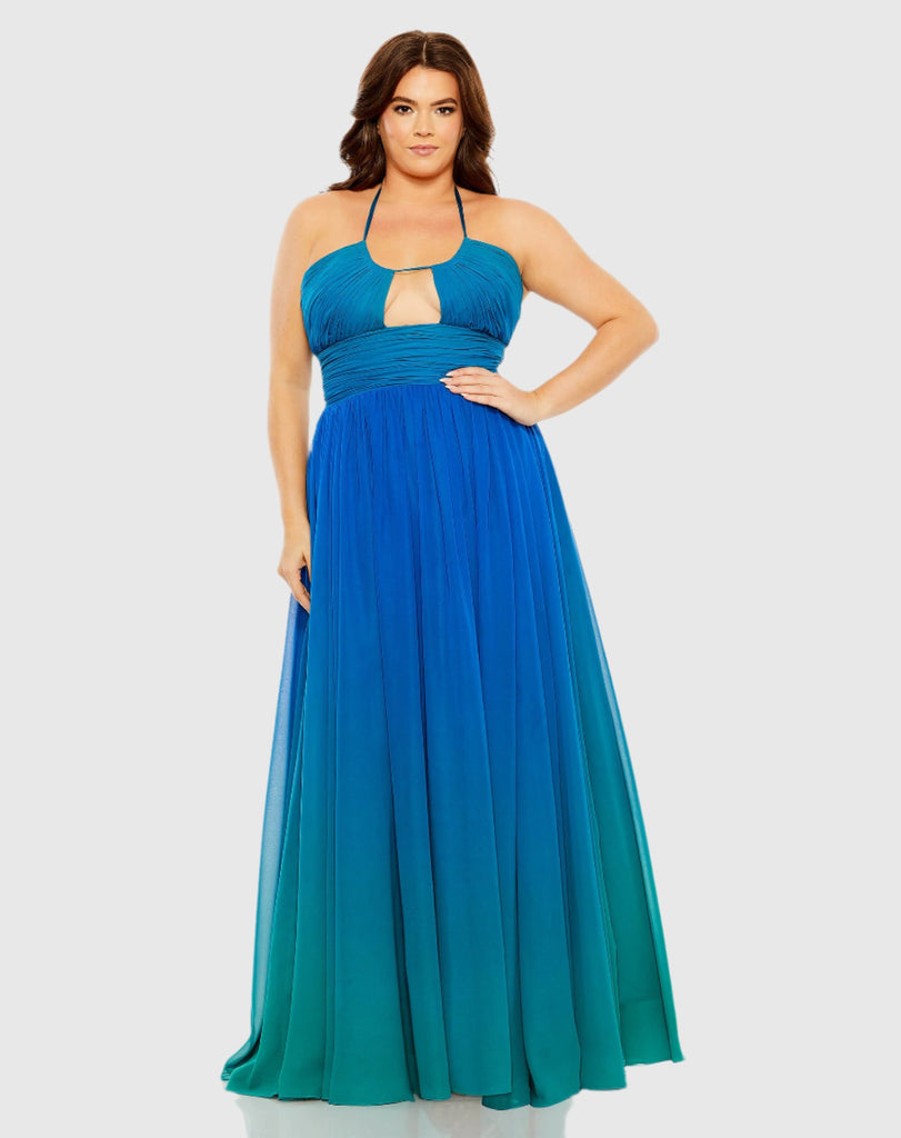 Plus size blue outlet ombre dress