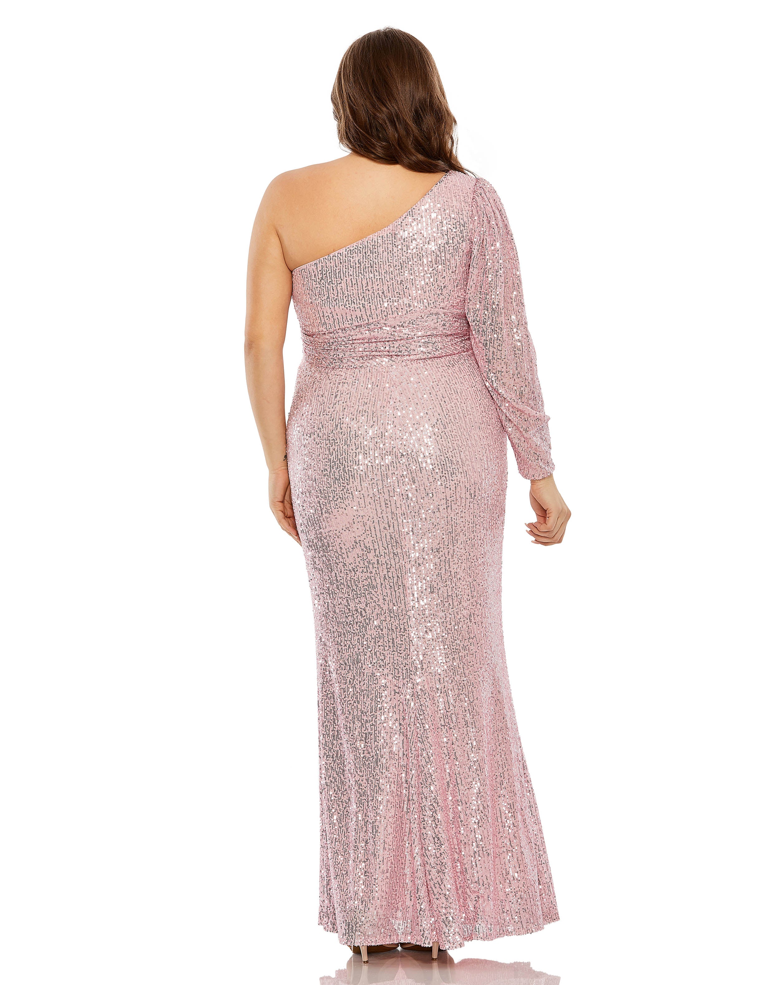 One Shoulder Long Sleeve Sequin Gown | Sample | Sz. 12W