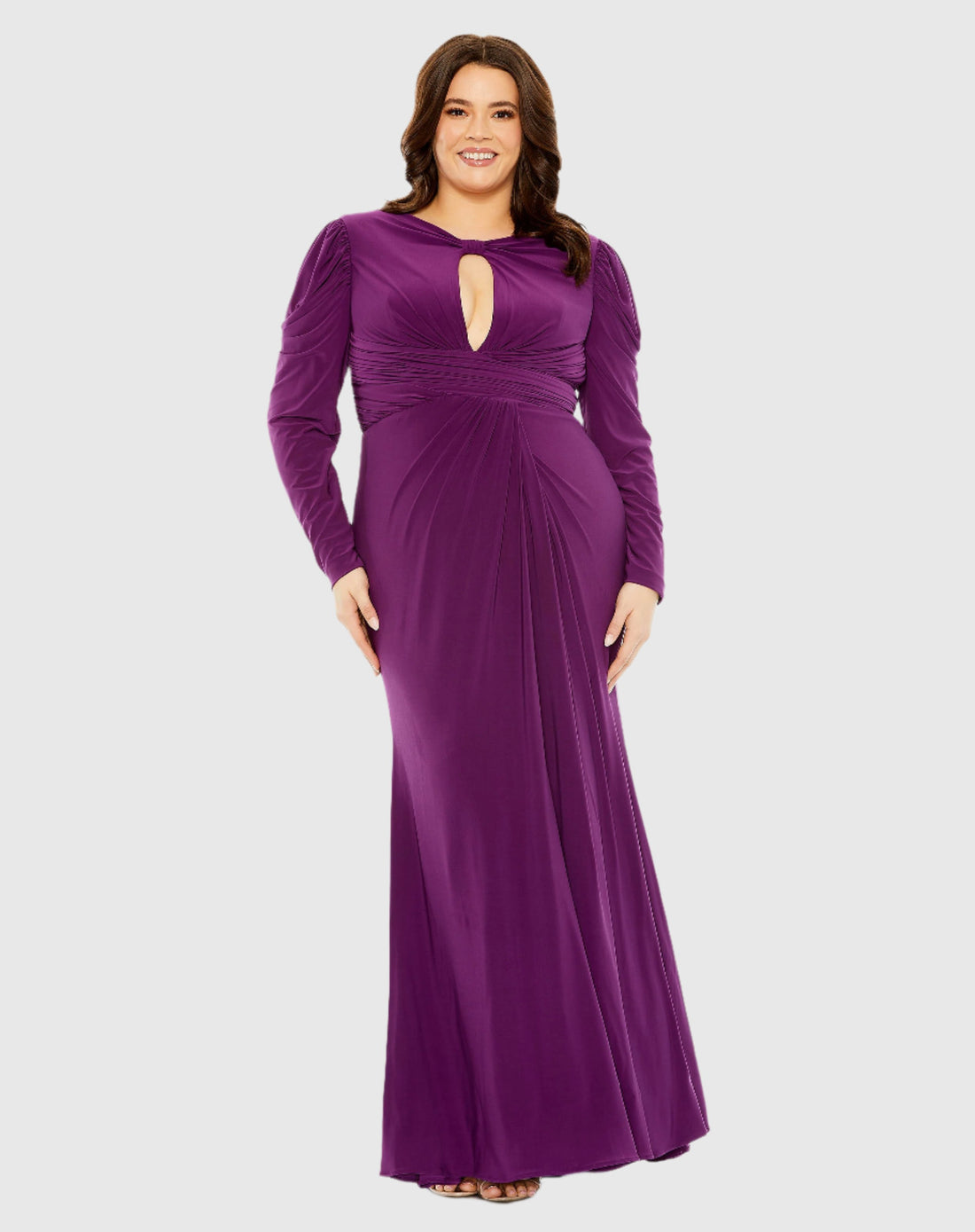 Long Sleeve Keyhole Neck Jersey Gown