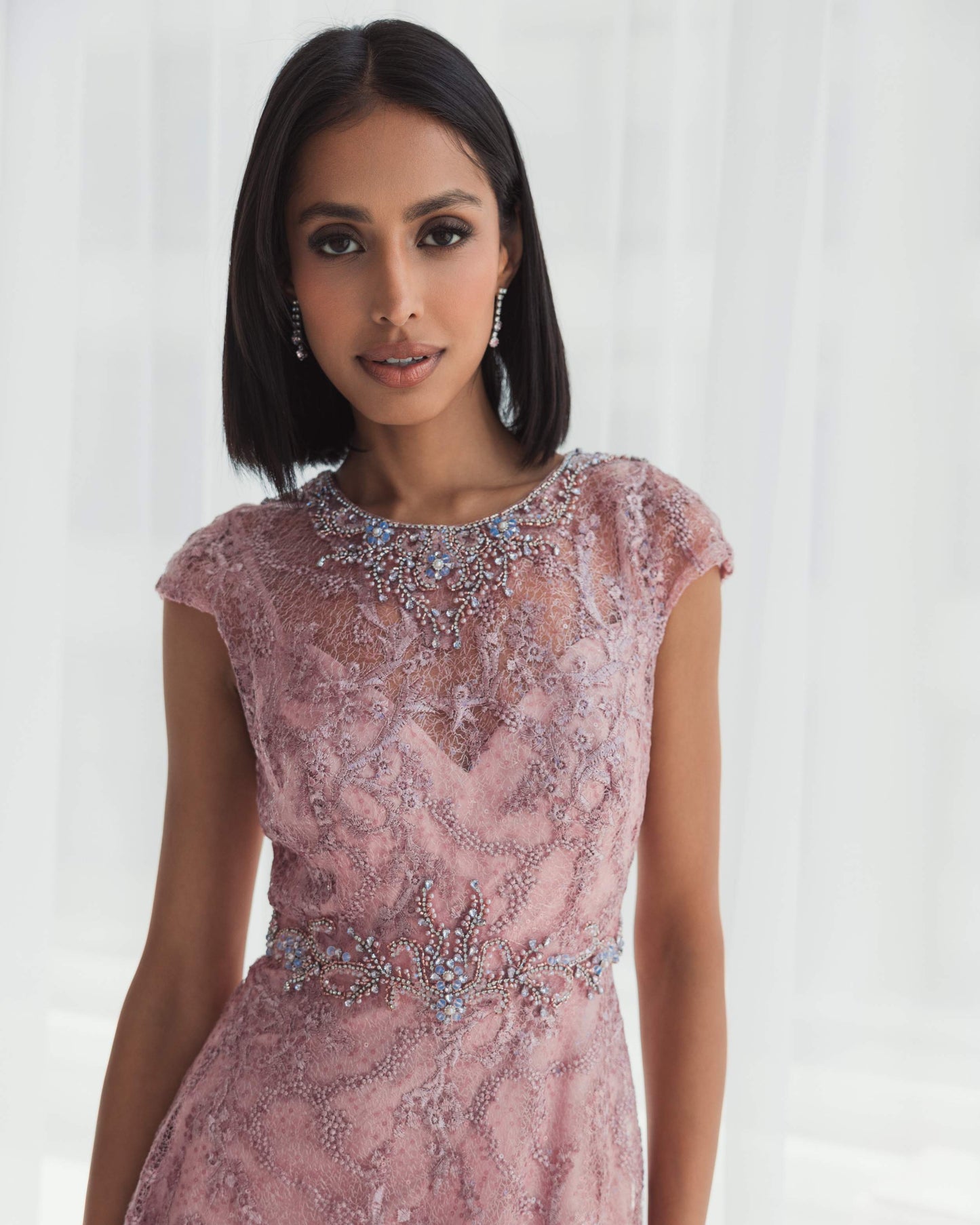 Pink Embroidered Cap Sleeve A Line Gown - Mac Duggal