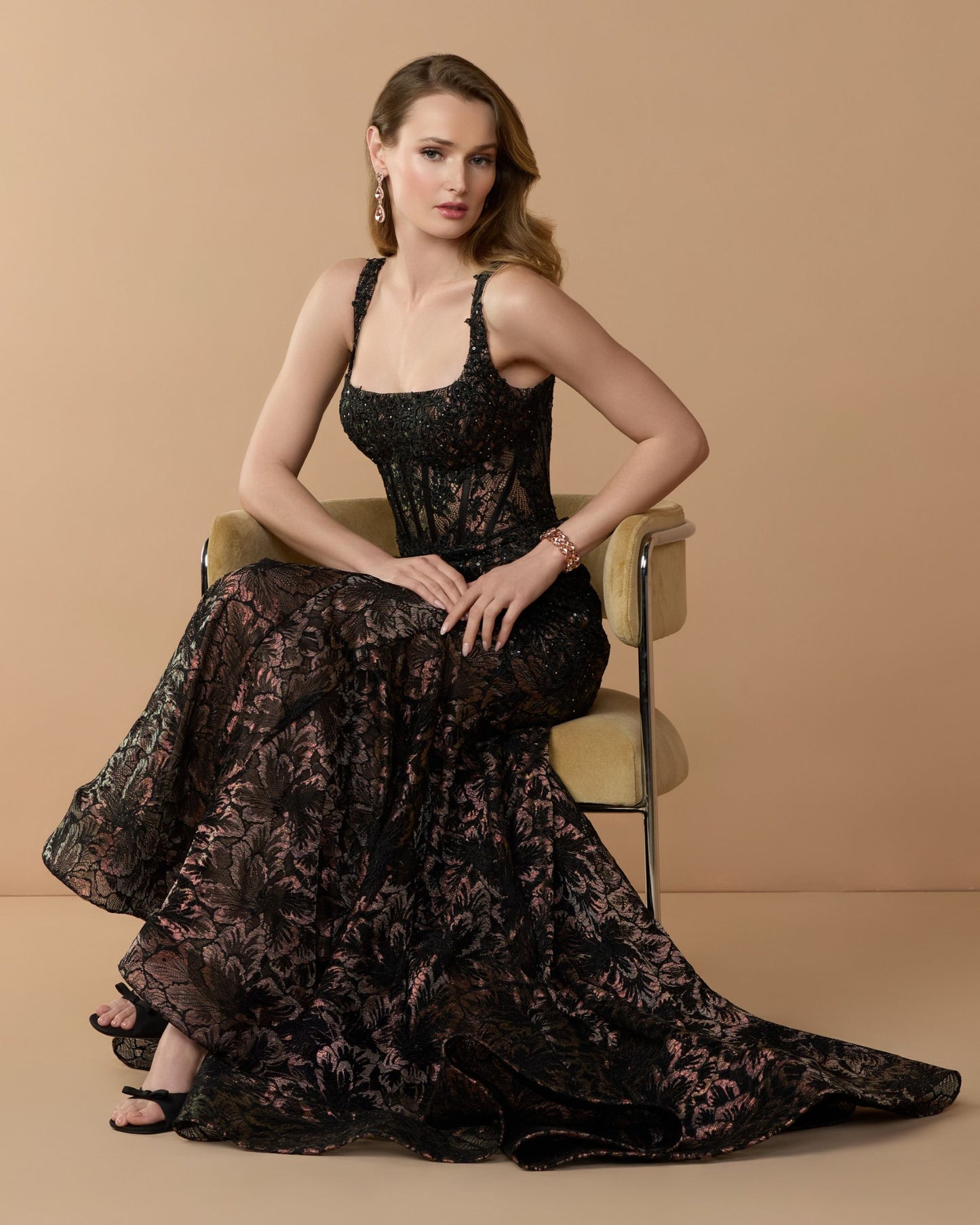 Black Embellished Lace Sleeveless Mermaid Gown - Mac Duggal