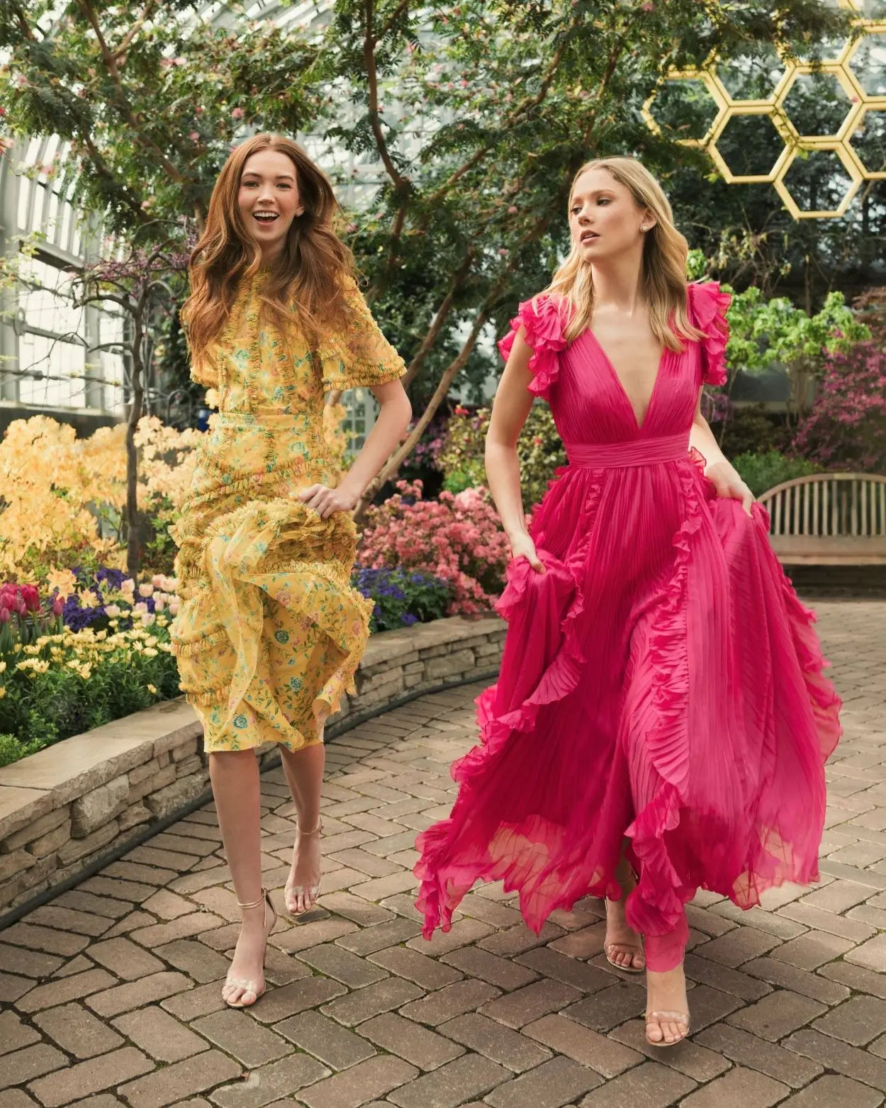 Pink Pleated Ruffle Cap Sleeve Flowy A Line Gown - Ieena for Mac Duggal