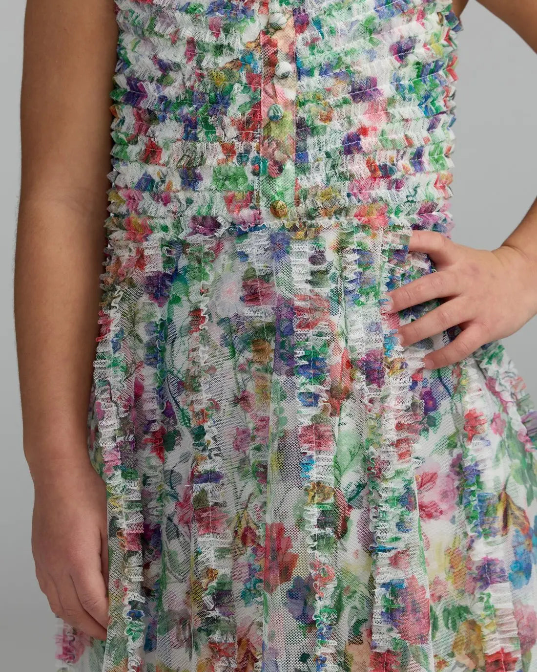 Multicolor Girls Floral Print Ruffle Mini Dress Mac Duggal