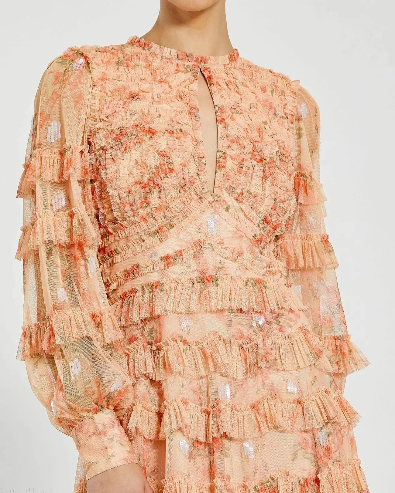 Orange Key Hole Detail Long Sleeve Dress Ieena for Mac Duggal