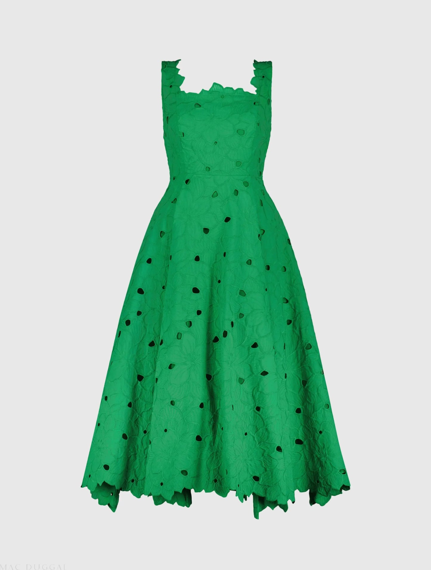 Green Embroidered Floral A Line Midi Dress - Mac Duggal