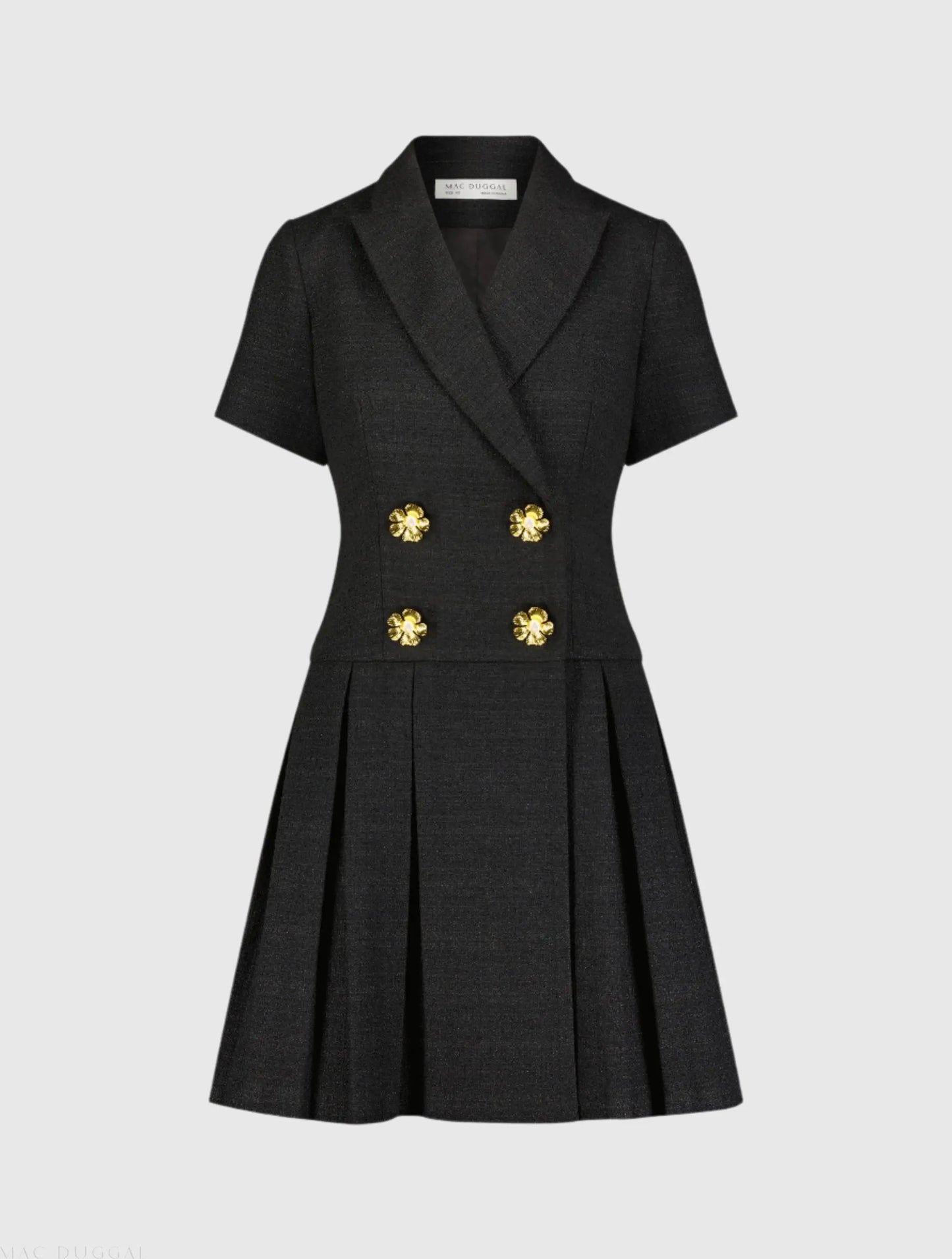 Black Tweed Short Sleeve Blazer Mini Dress