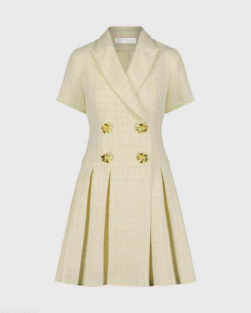 White Tweed Short Sleeve Blazer Mini Dress - Mac Duggal