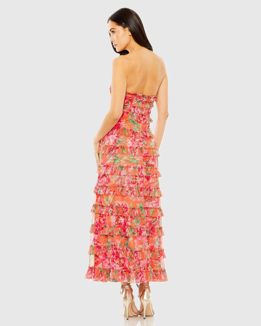 Multicolor Strapless Micro Ruffle Dress | Mac Duggal