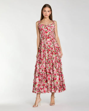 mac duggal flutter sleeve formal appliqué maxi dress Embroidered Applique Wrap Over Flutter Sleeve Gown