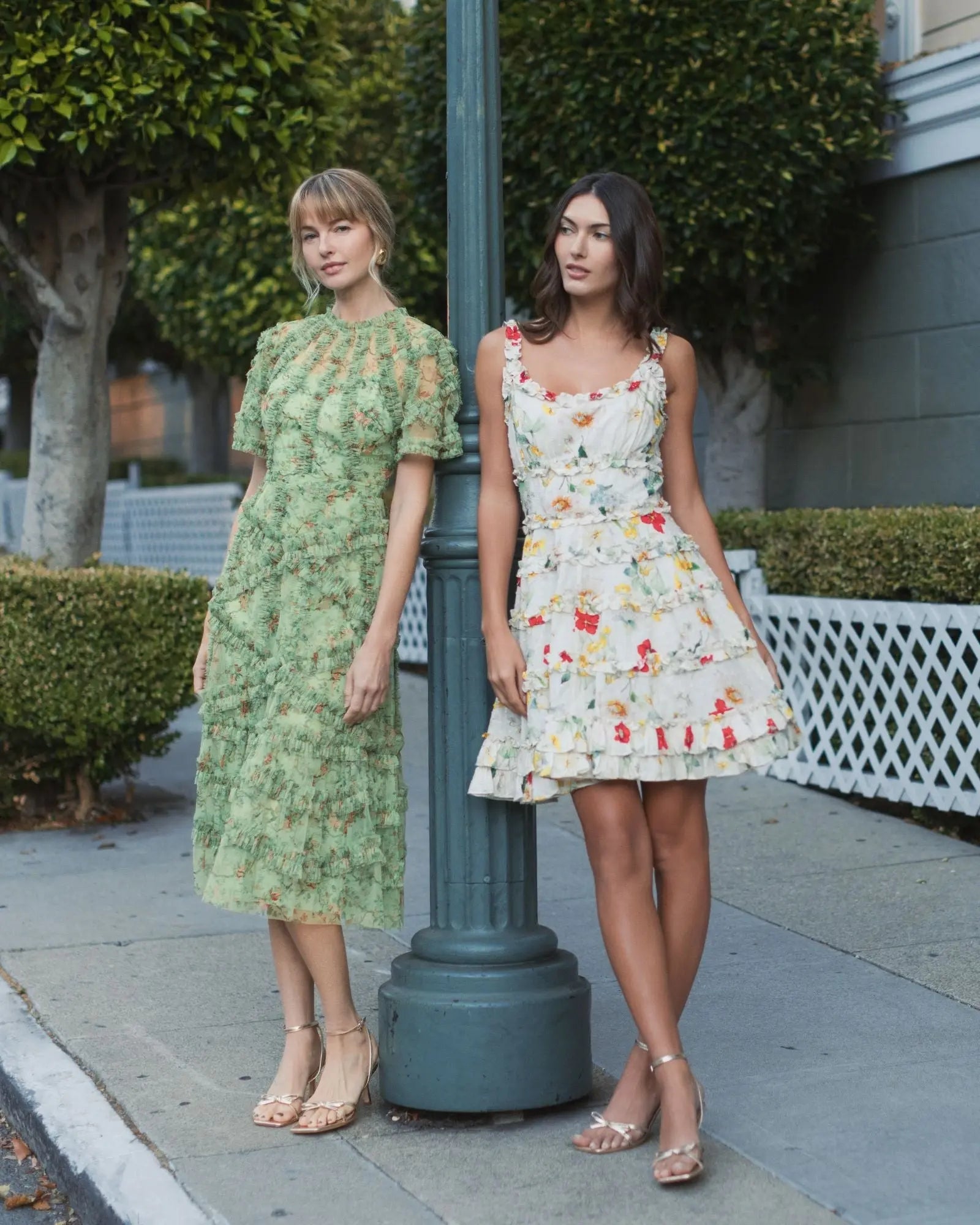 Multicolor Floral Square Neck Ruffle Mini Dress - Mac Duggal