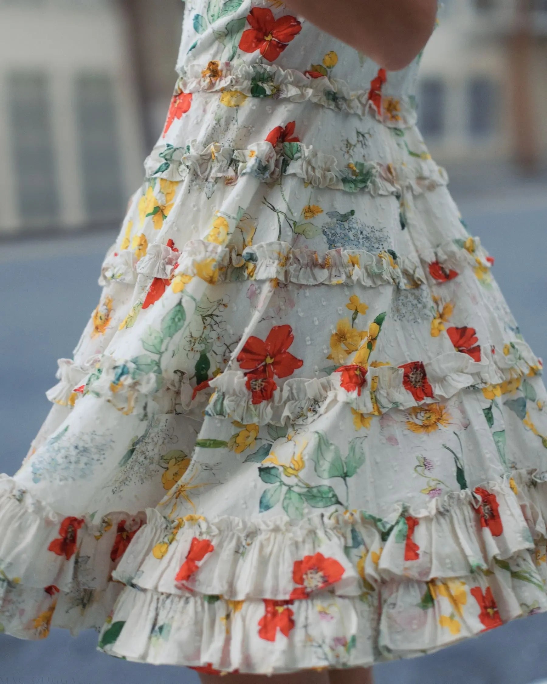 Multicolor Floral Square Neck Ruffle Mini Dress - Mac Duggal