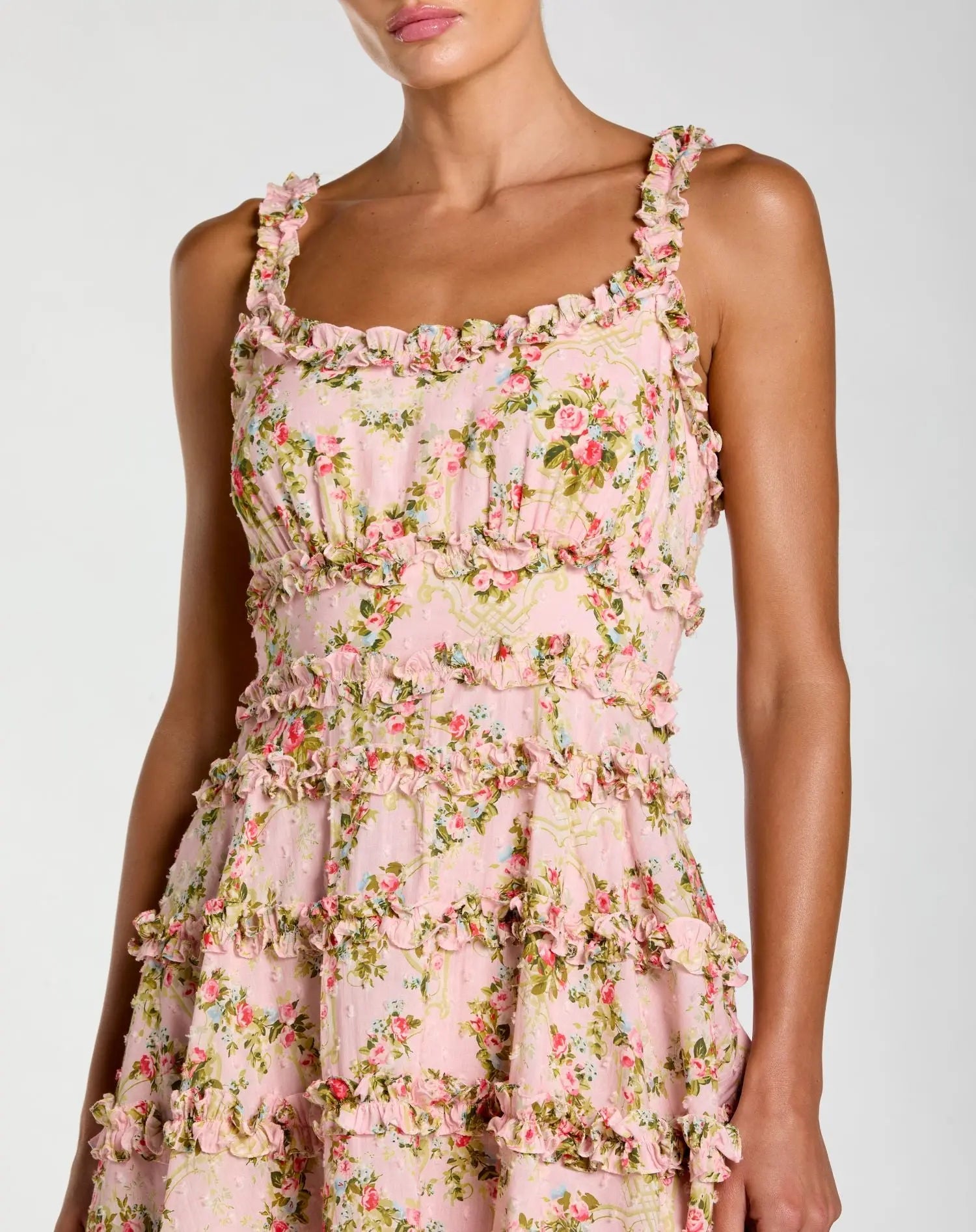 pink cotton mini dress Mac Duggal Women's Ruffle Floral Mini Dress