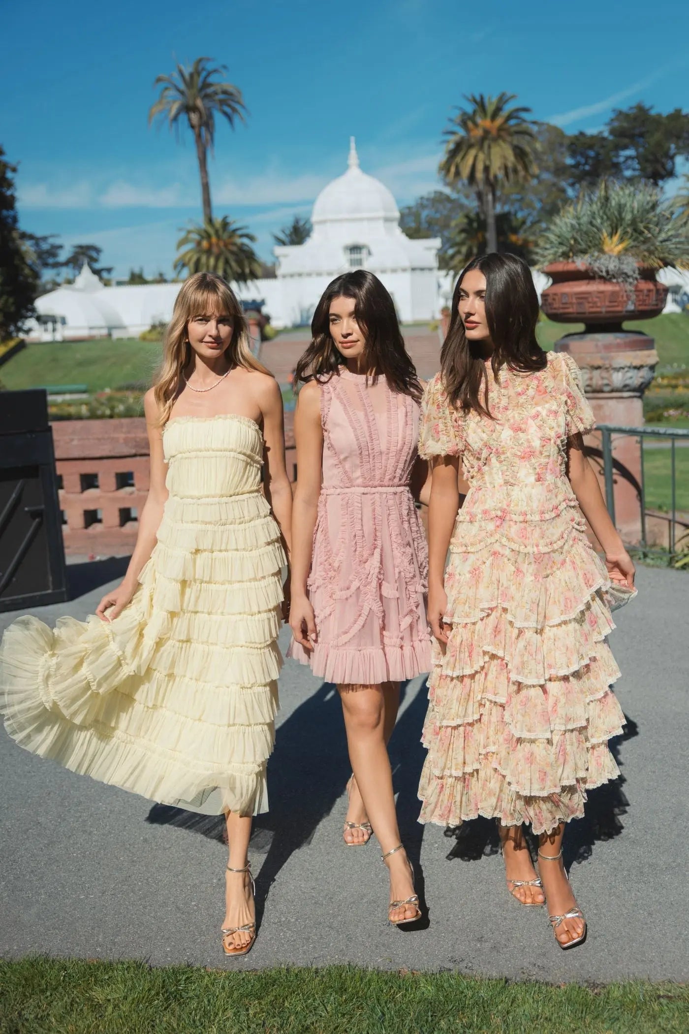 Pink Mesh Micro Ruffle High Neck Mini Dress