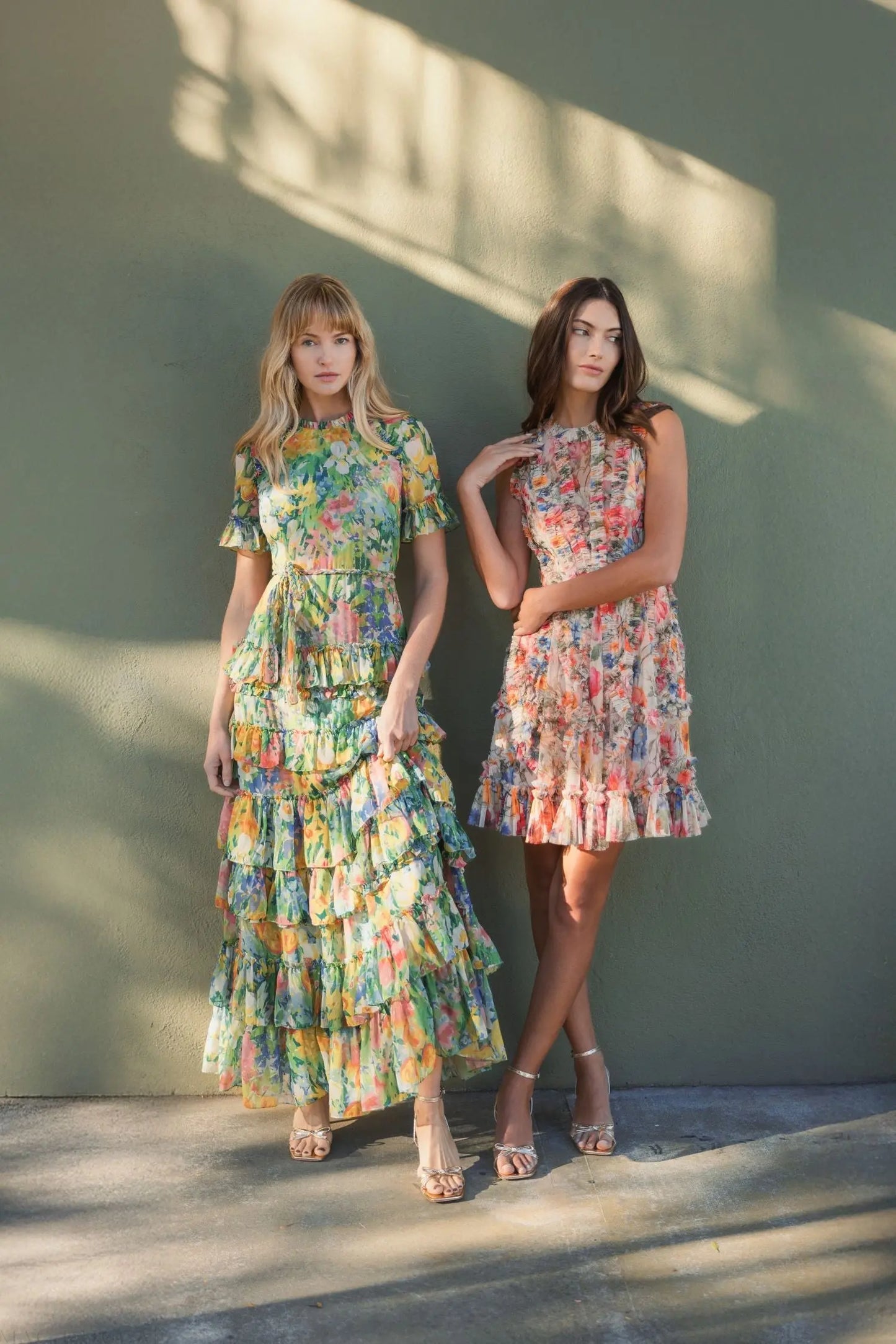 Mac Duggal Floral Printed Chiffon Tiered Ruffle Gown - Multi