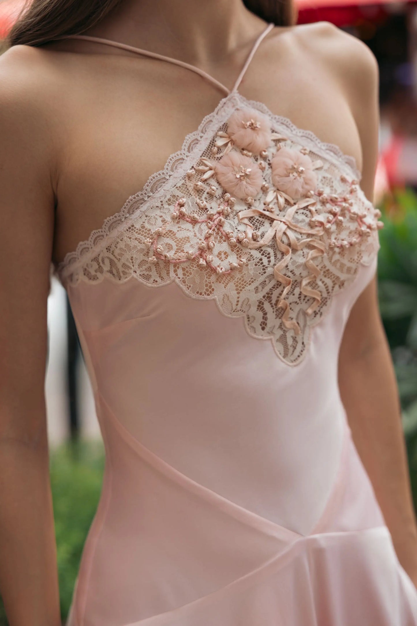 Light Pink Lace Trim Handkerchief Midi Dress Ieena for Mac Duggal