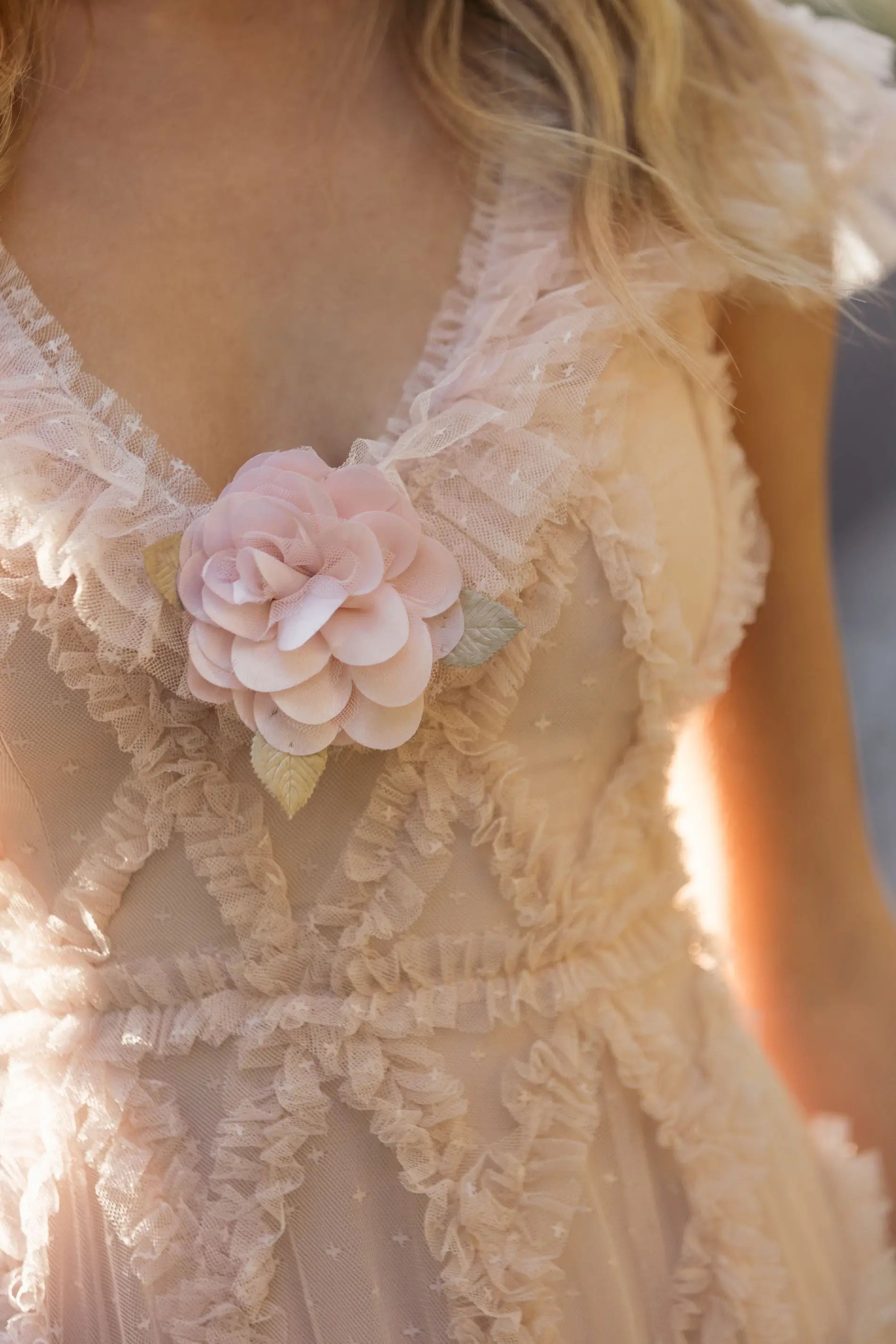 Pink Micro Ruffle Cap Sleeve A-Line Midi Dress - Mac Duggal