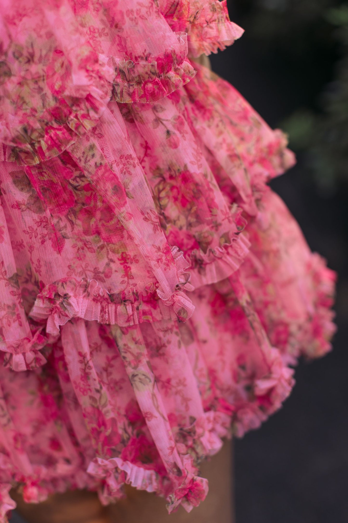 Pink Floral High Neck Cap Sleeve Ruffle Mini Dress - Mac Duggal