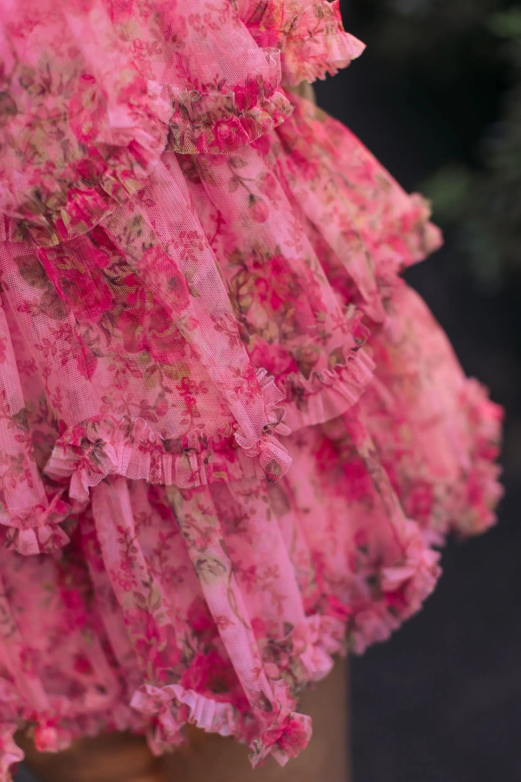 Pink Floral High Neck Cap Sleeve Ruffle Mini Dress - Mac Duggal