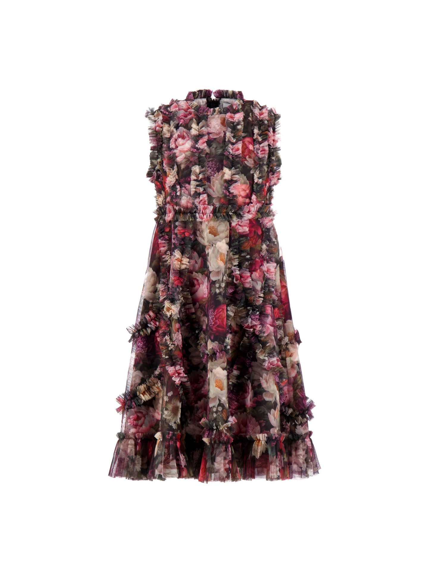 Girls Black Floral High Neck Ruffle Dress Mac Duggal
