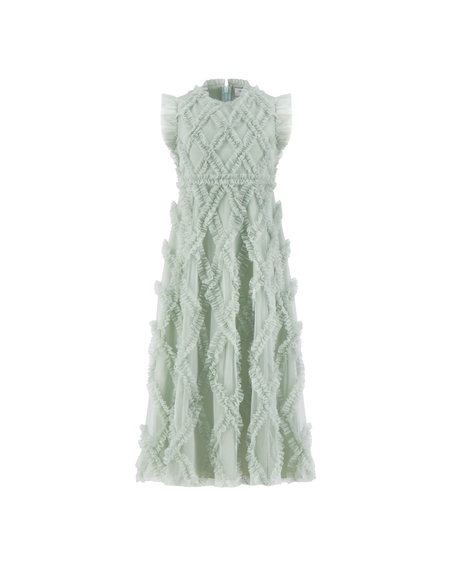 Girls Green Sleeveless Ruffle Dress Mac Duggal