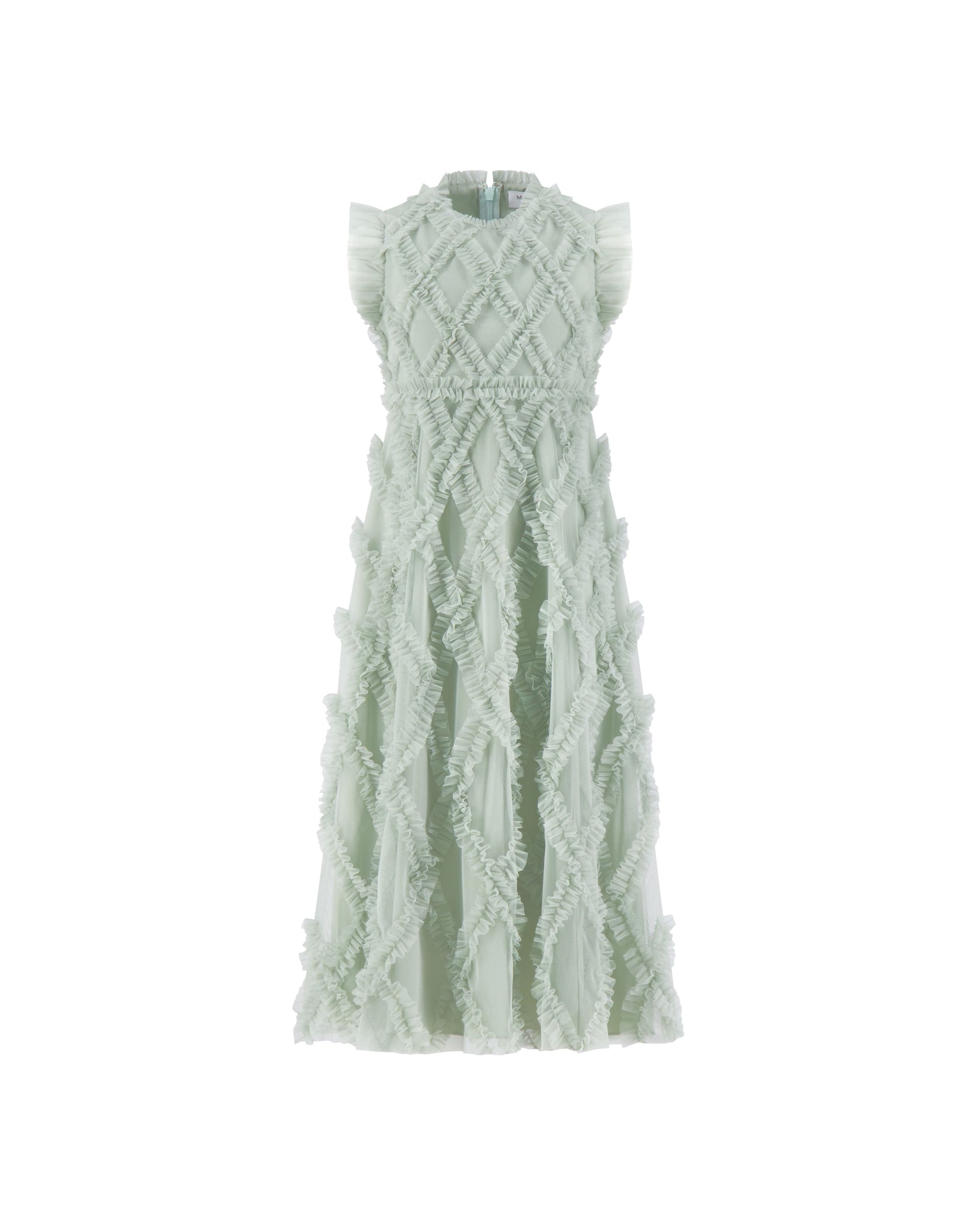 Girls Green Sleeveless Ruffle Dress Mac Duggal