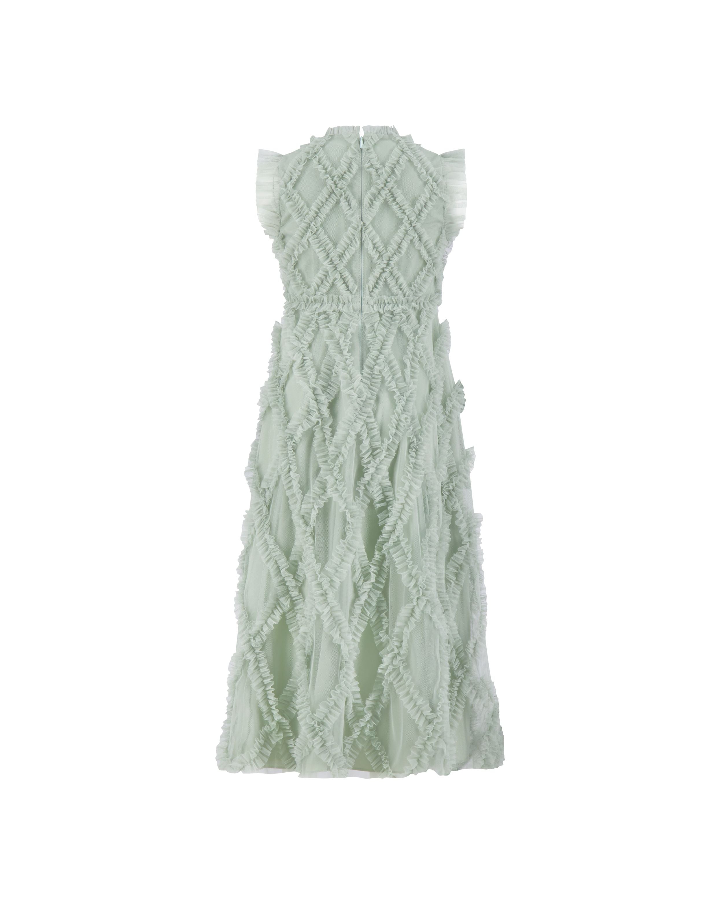 Girls Green Sleeveless Ruffle Dress Mac Duggal