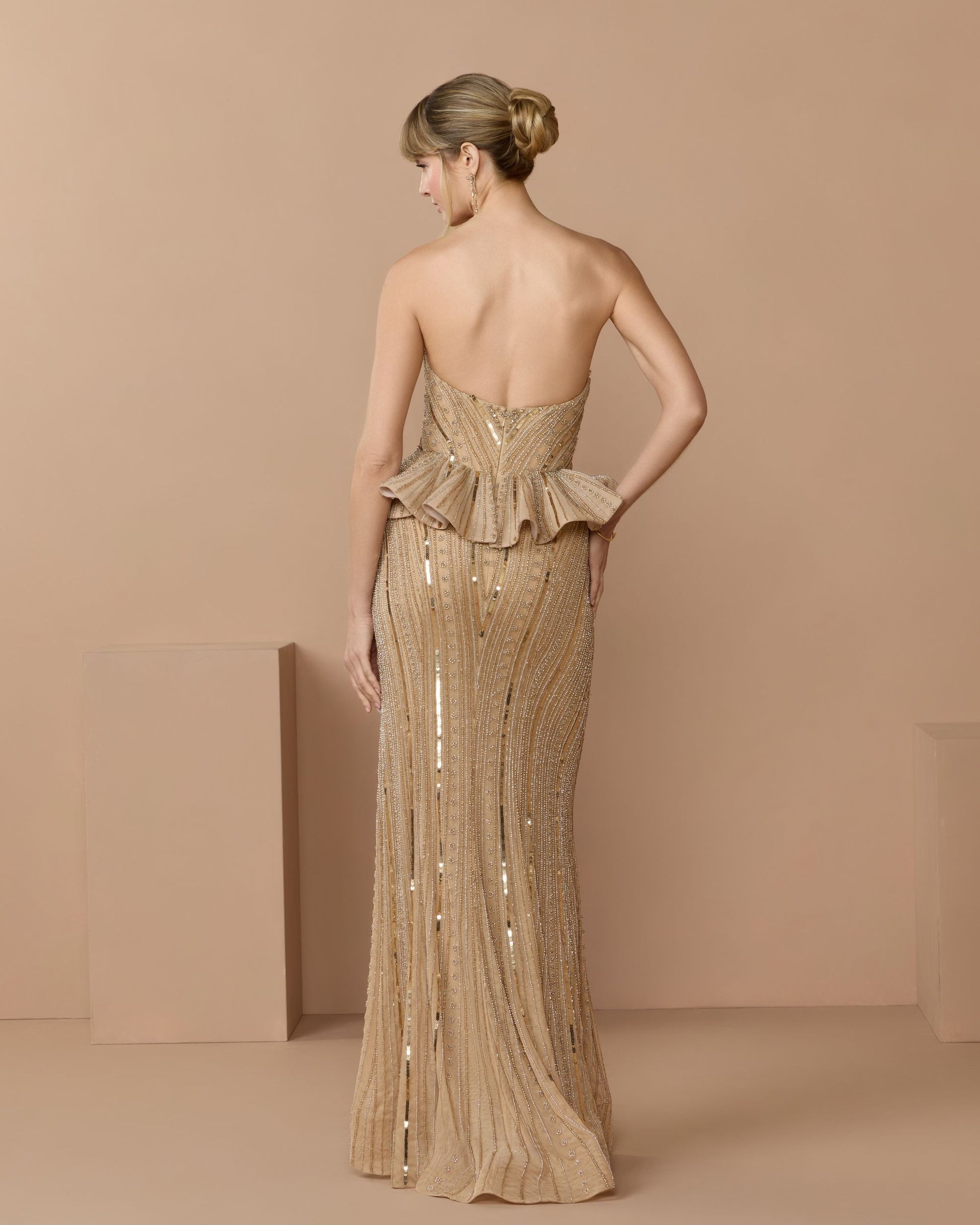 gold peplum dress Self-Portrait Lurex Short Dress