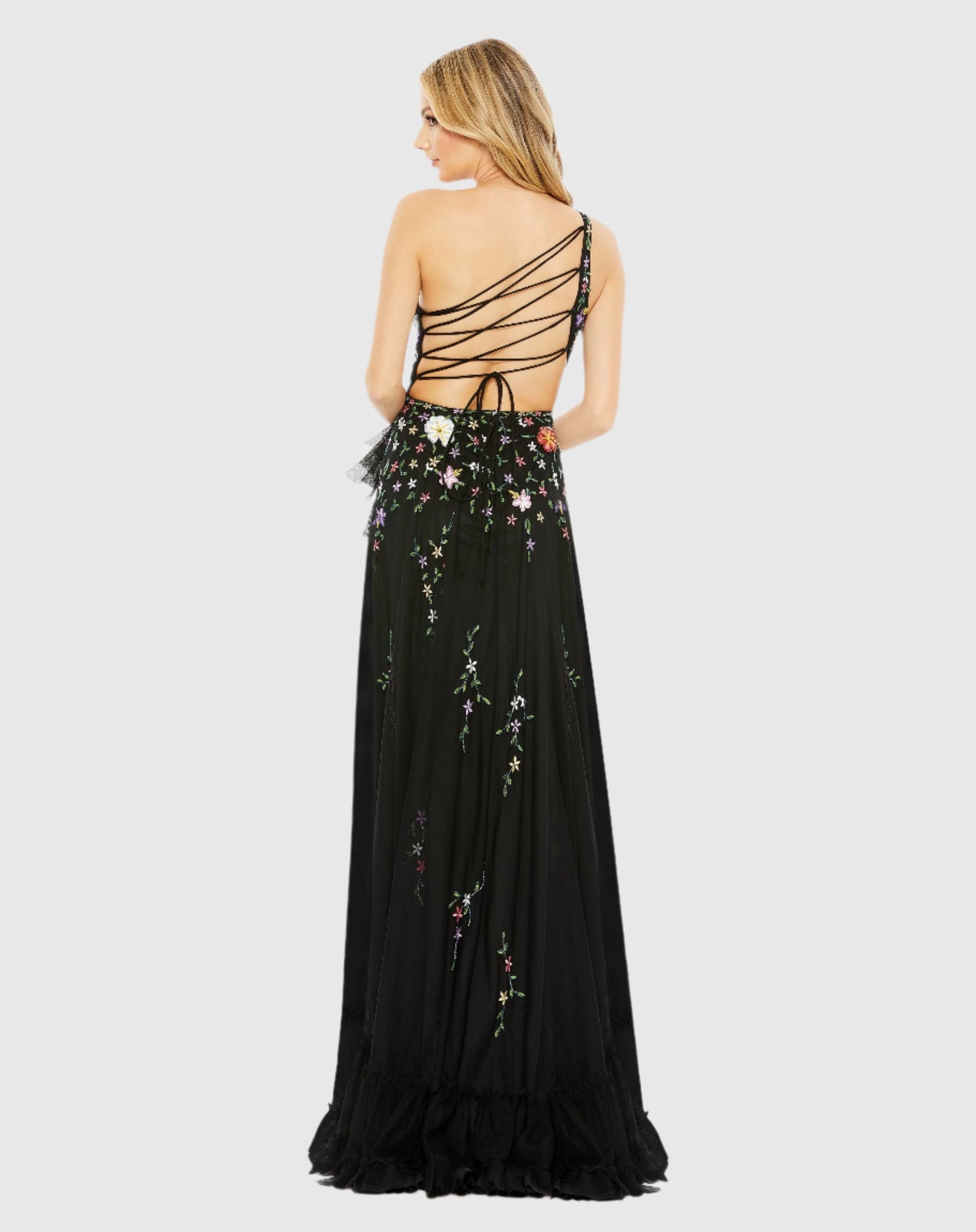 Embellished One Shoulder Asymmetrical Hem Dress