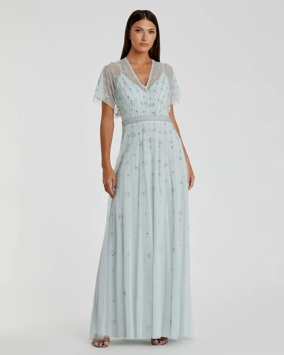 Mac Duggal Style 9223 V Neck Embellished A Line Gown Dress main image 0