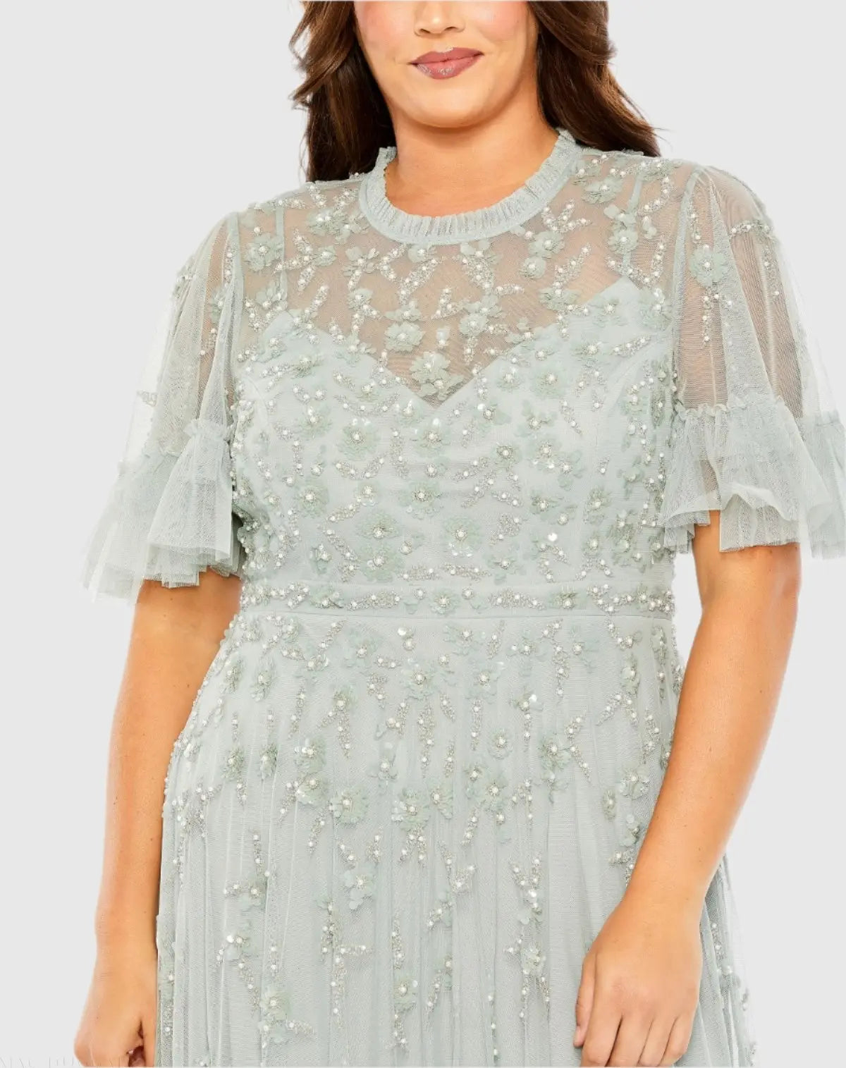mac duggal ruffled a-line flutter-sleeve mini dress Mac Duggal Ruffled A-Line Flutter-Sleeve Mini Dress