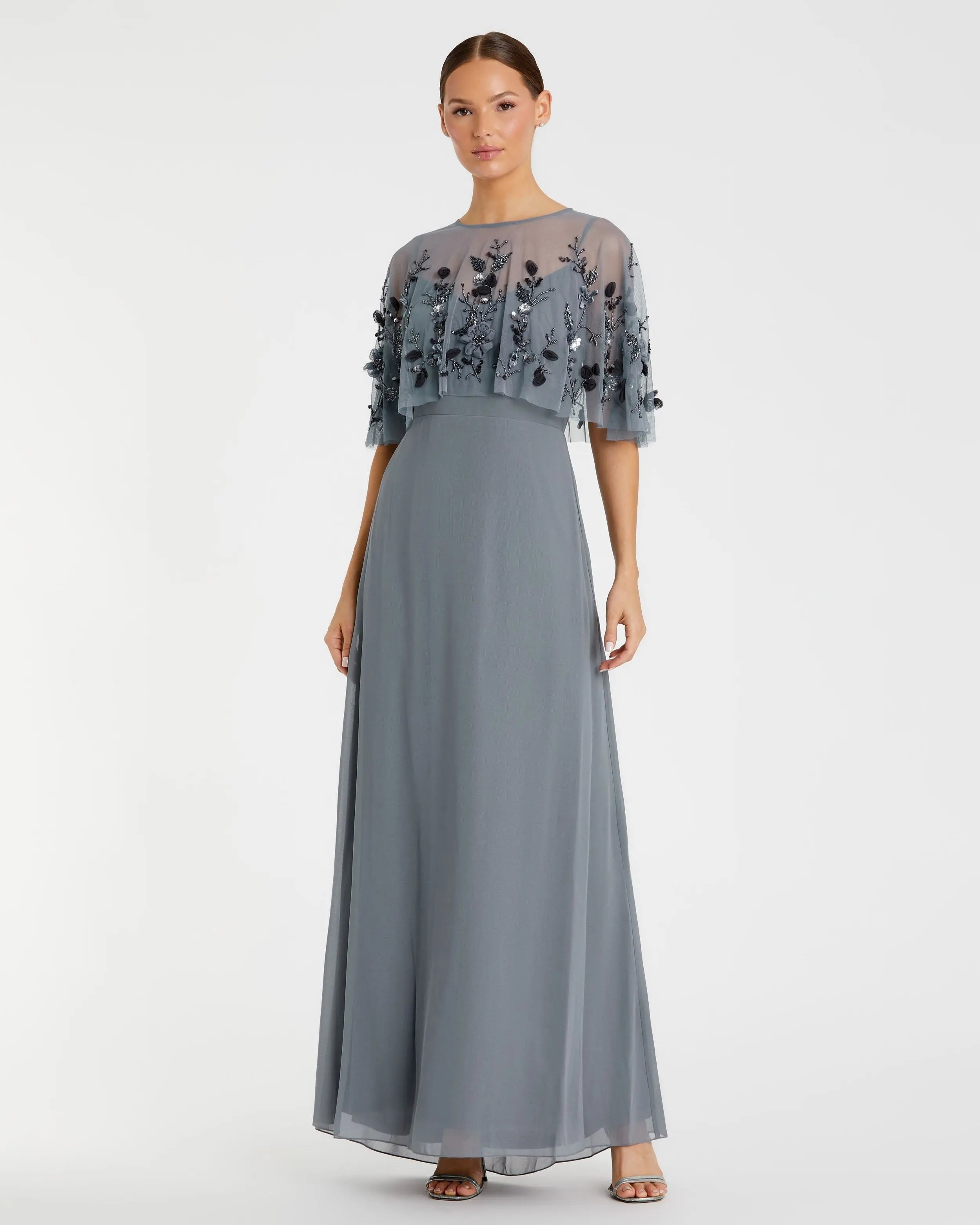 Sleeveless Gown With Embellished Cape - Mac Duggal
